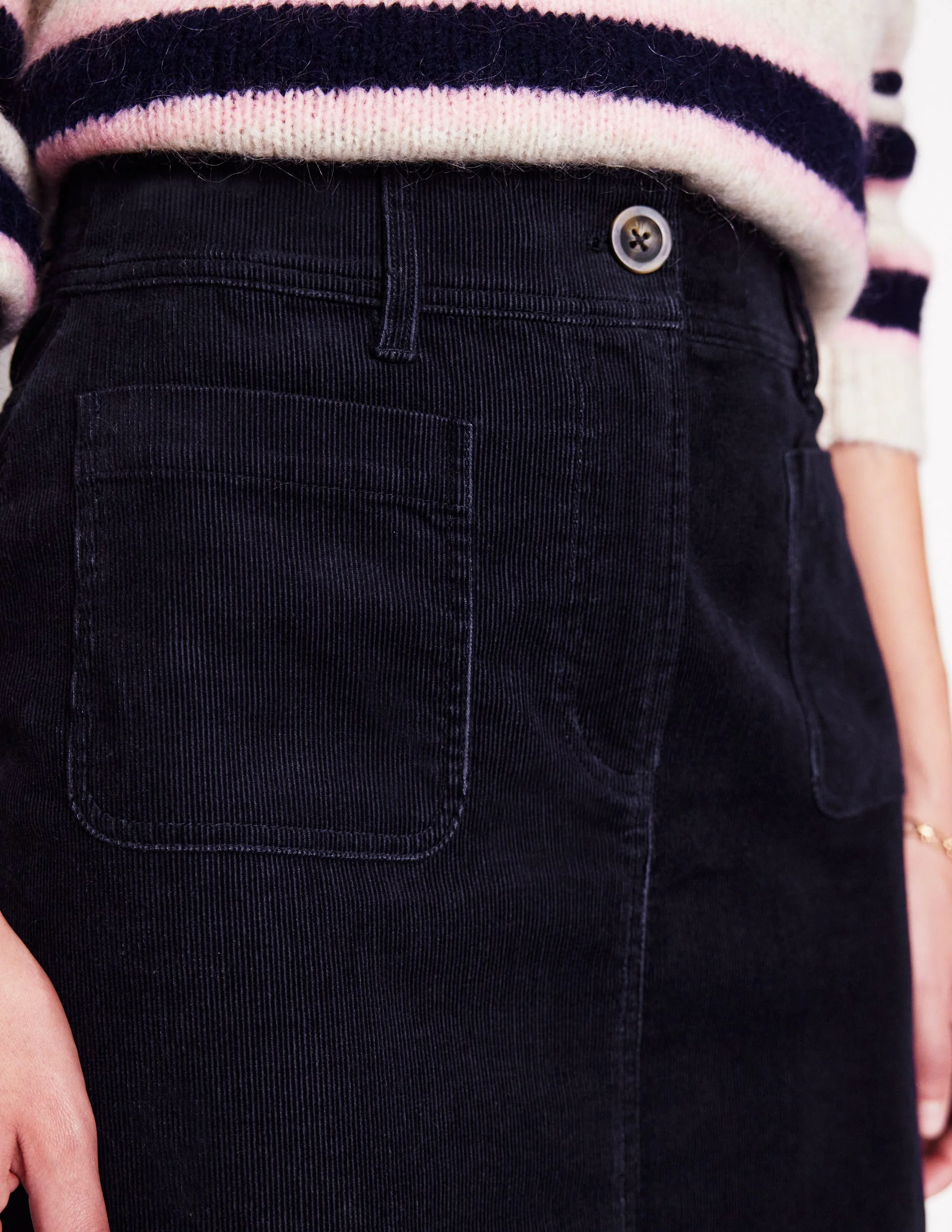 Estella Cord Skirt-Navy - Image 2