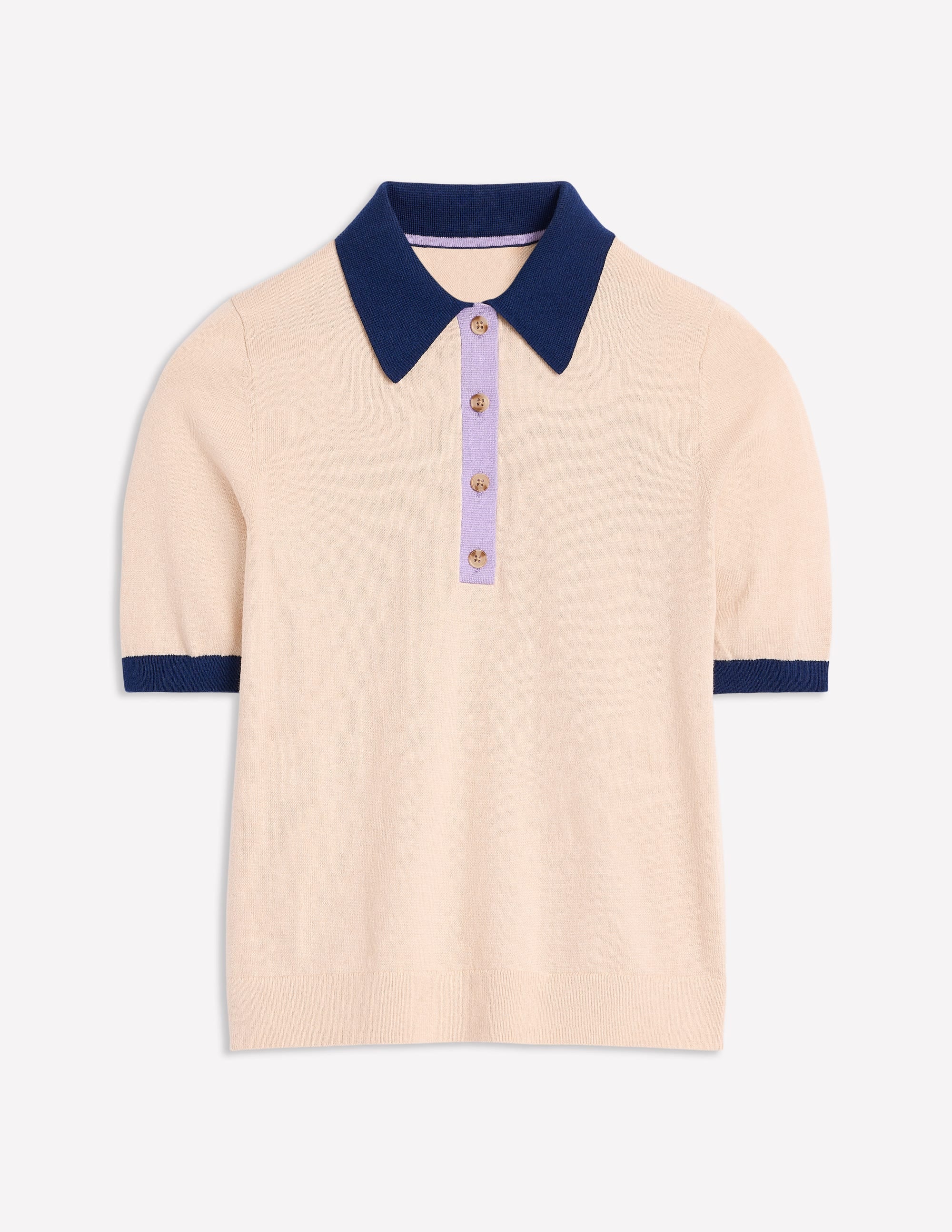 Estelle Henley Knitted T-Shirt-Oatmeal Melange - Image 7