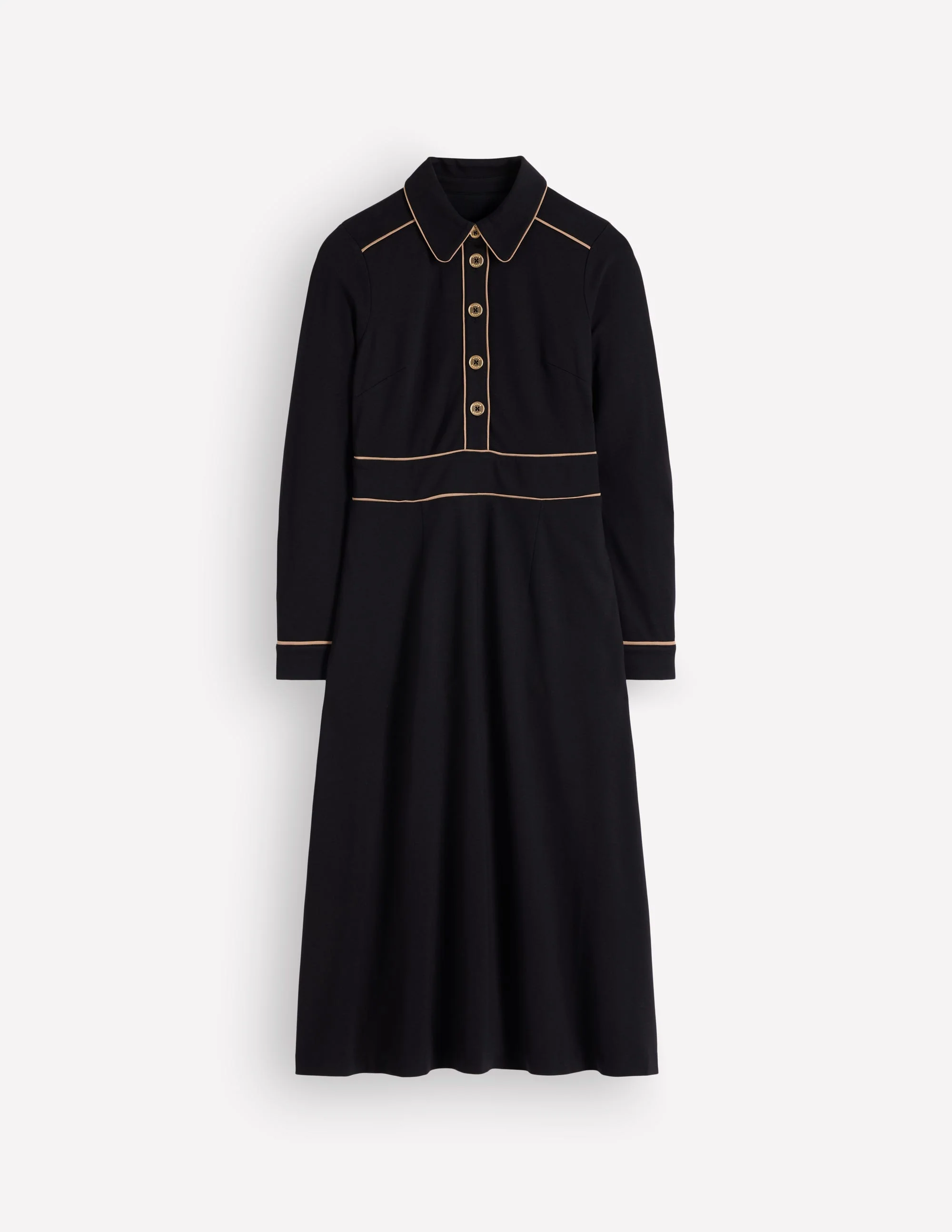 Etta Piping Detail Ponte Dress-Black, Camel - Image 4
