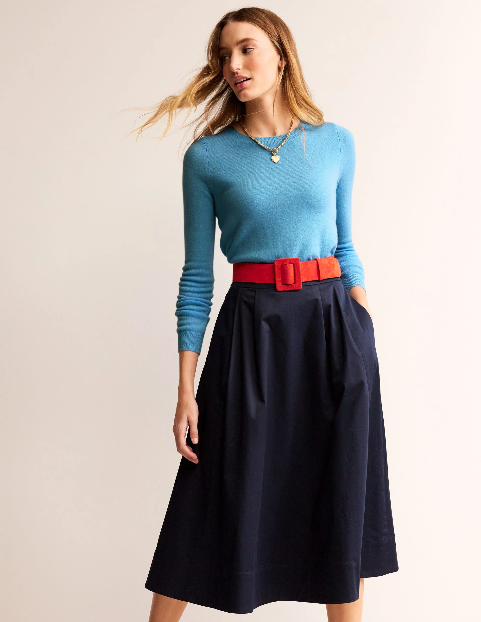 Eva Cashmere Crew Neck Jumper-Air Blue - Image 4