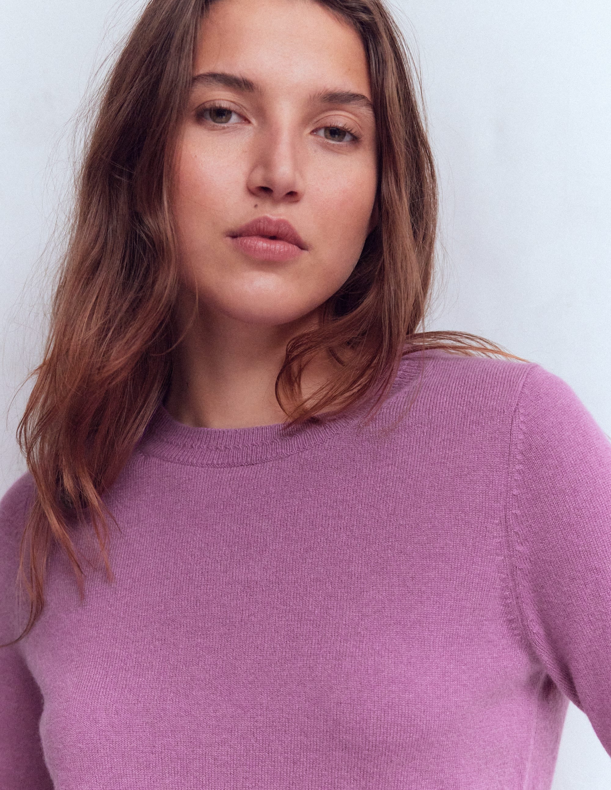 Eva Cashmere Crew Neck Jumper-Clover Purple - Image 2