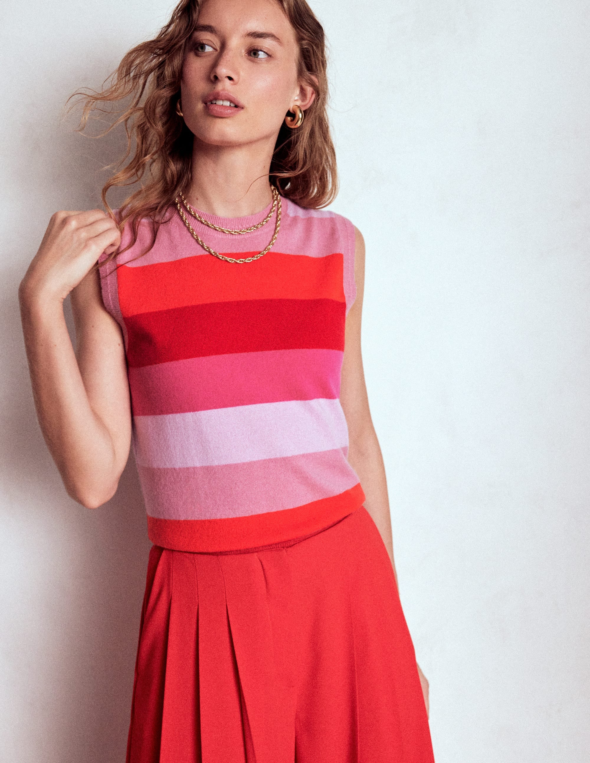 Eva Cashmere Tank-Pink/ Orange Stripe - Image 4