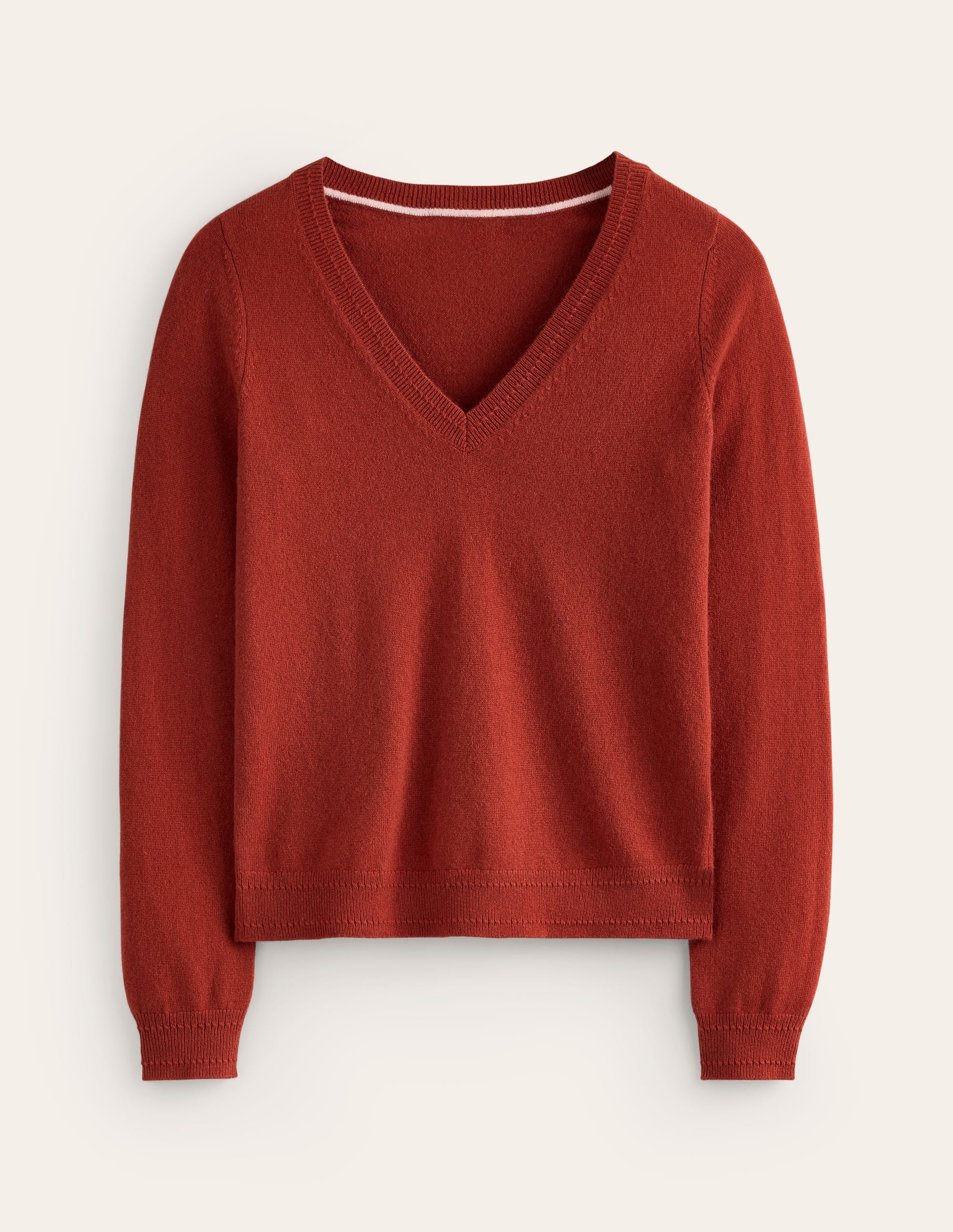Eva Cashmere V-neck Jumper-Copper Brown - Image 5