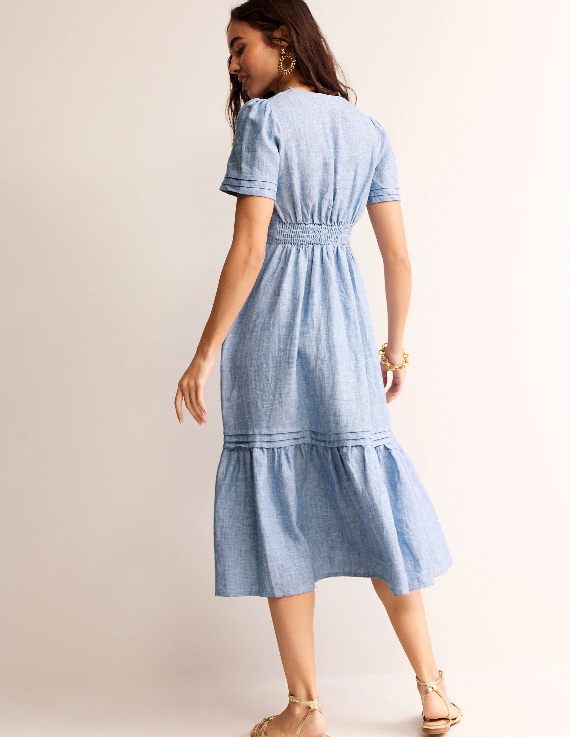 Eve Linen Midi Dress-Chambray - Image 4