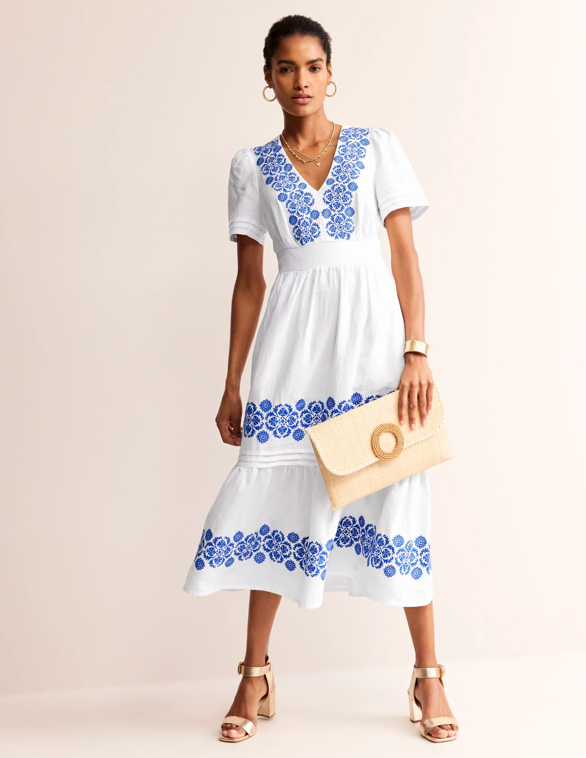 Eve Linen Midi Dress-White - Image 5