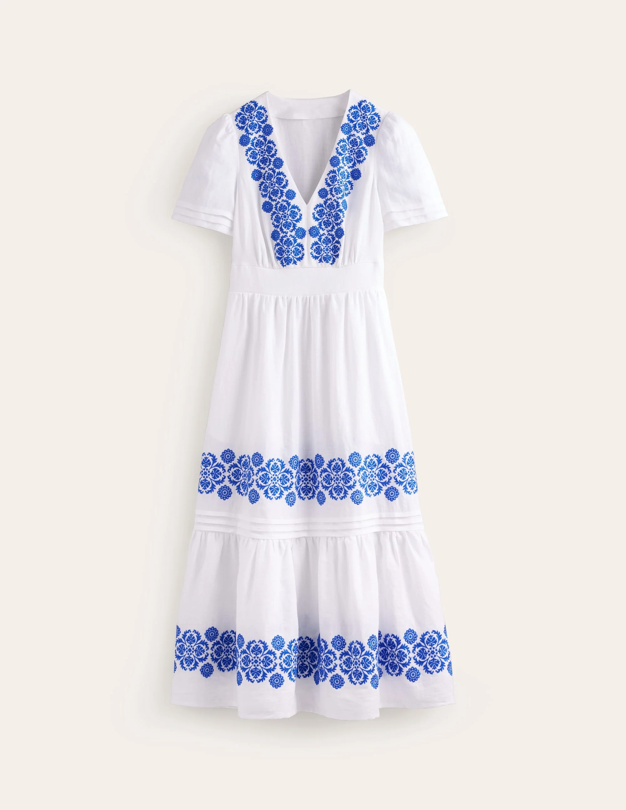 Eve Linen Midi Dress-White - Image 8