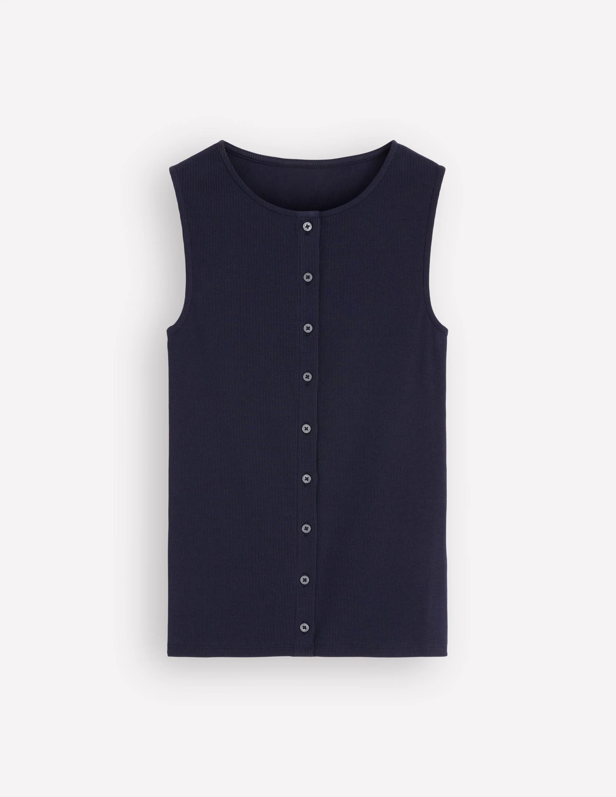 Evie Button Through Rib Vest-Navy - Image 5