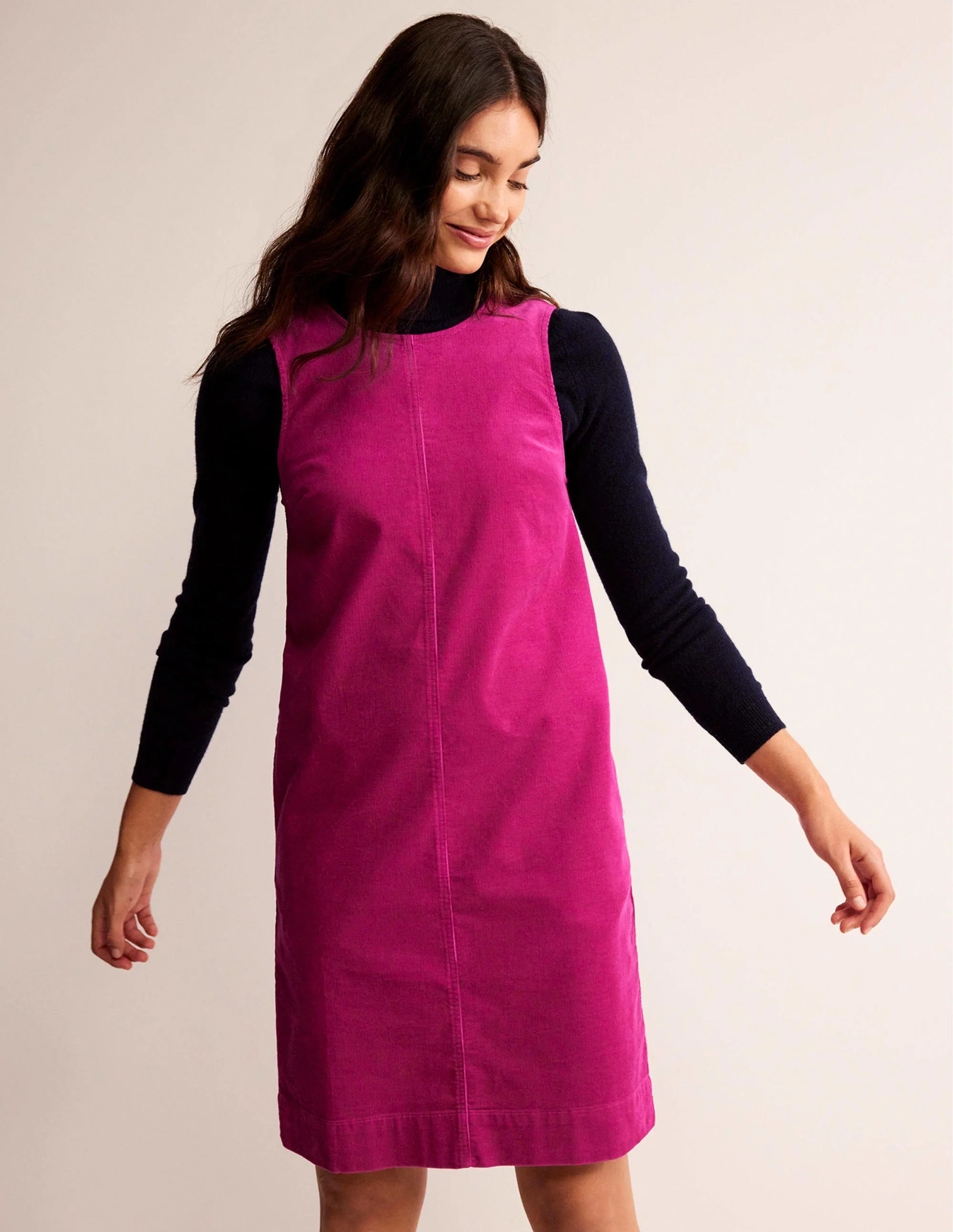 Evie Cord Shift Dress-Magenta