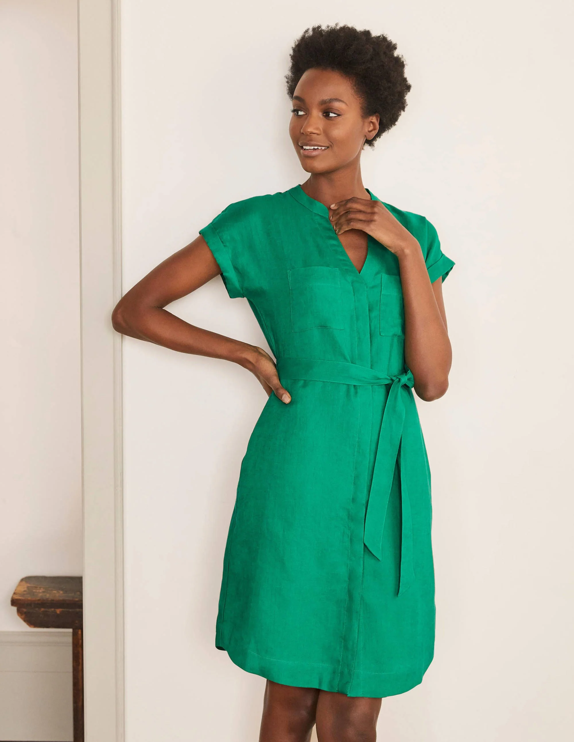 Evie Linen Shirt Dress-Sapling