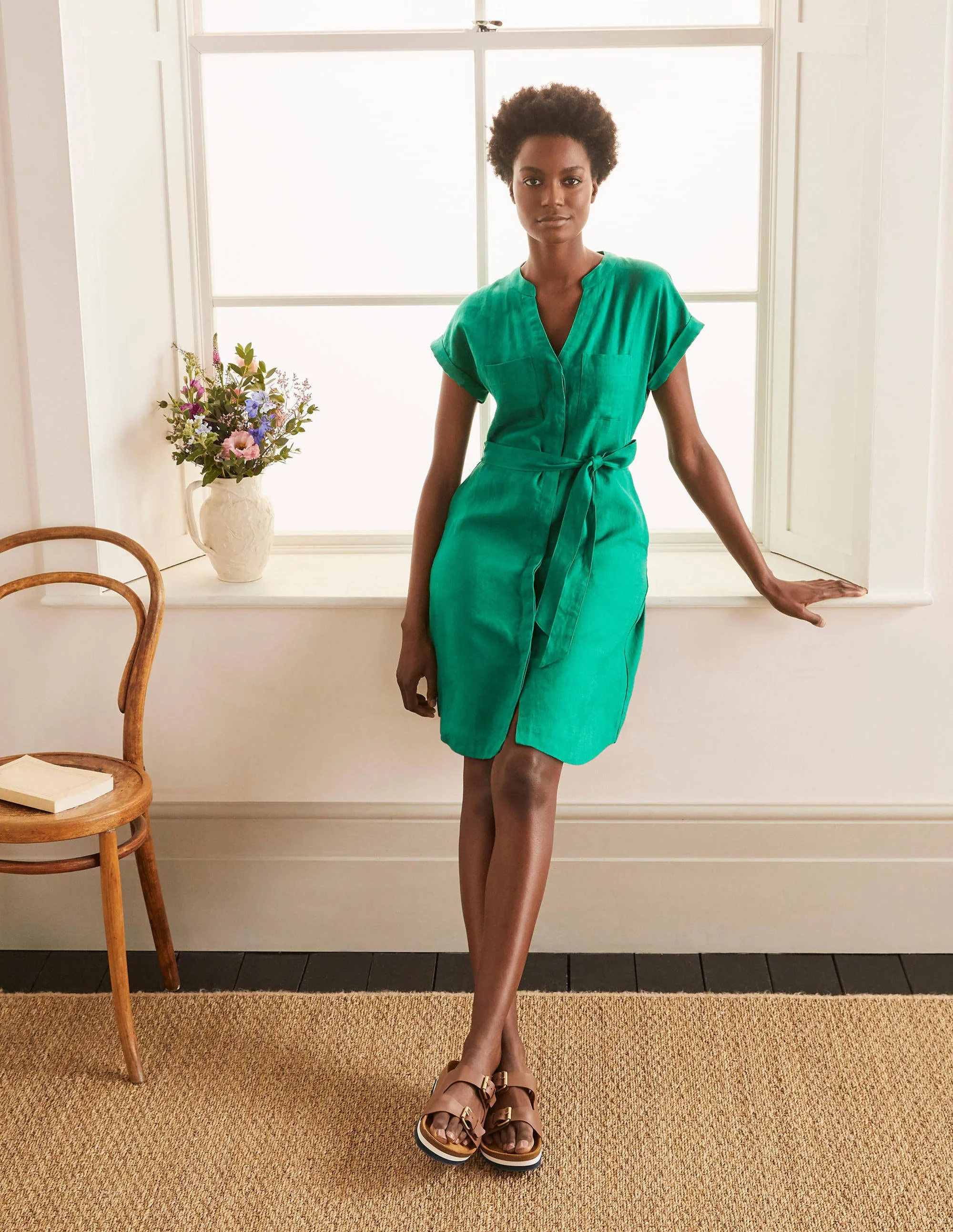 Evie Linen Shirt Dress-Sapling - Image 4