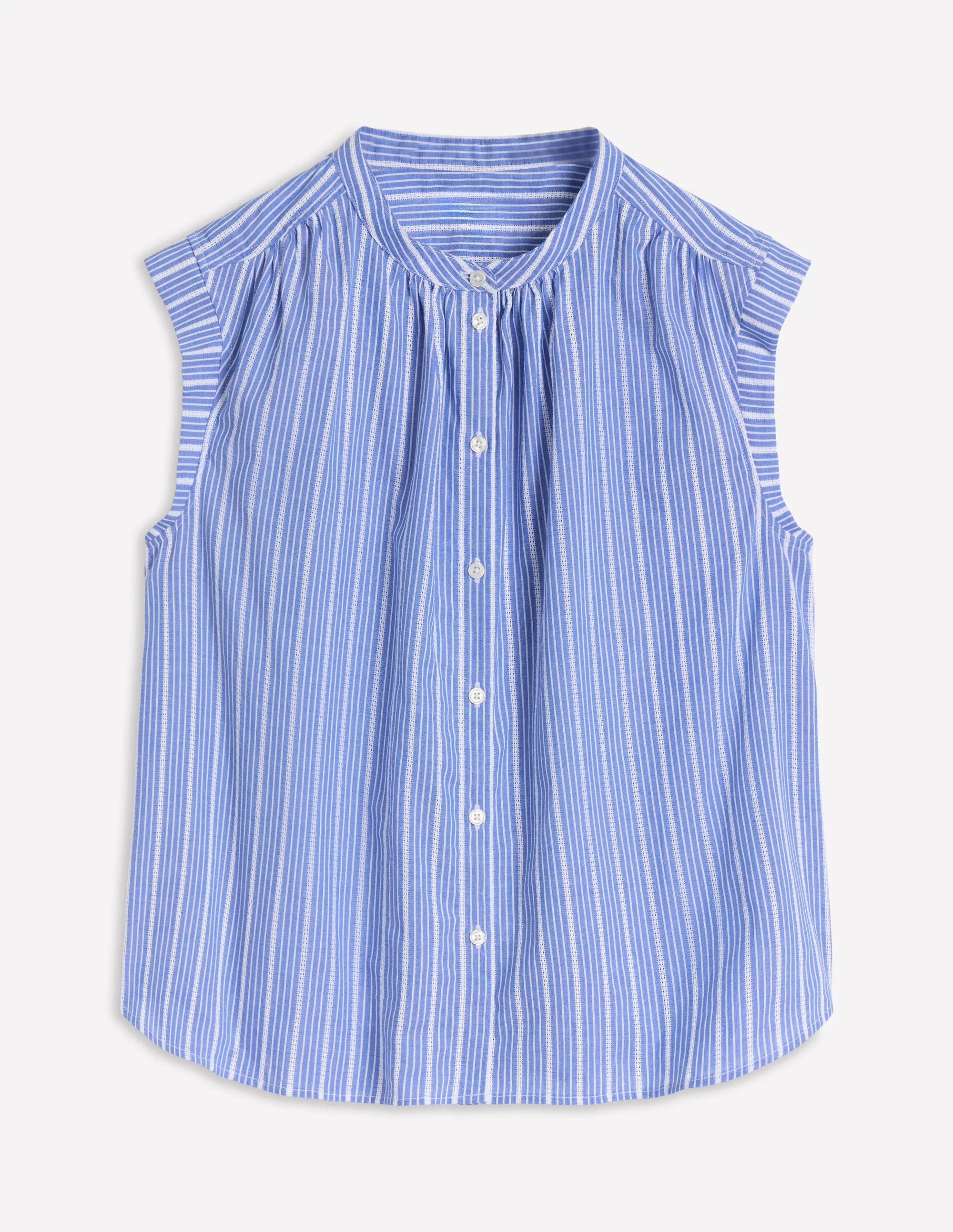 Fabric Interest Everyday Top-Blue, Ivory Stripe - Image 5
