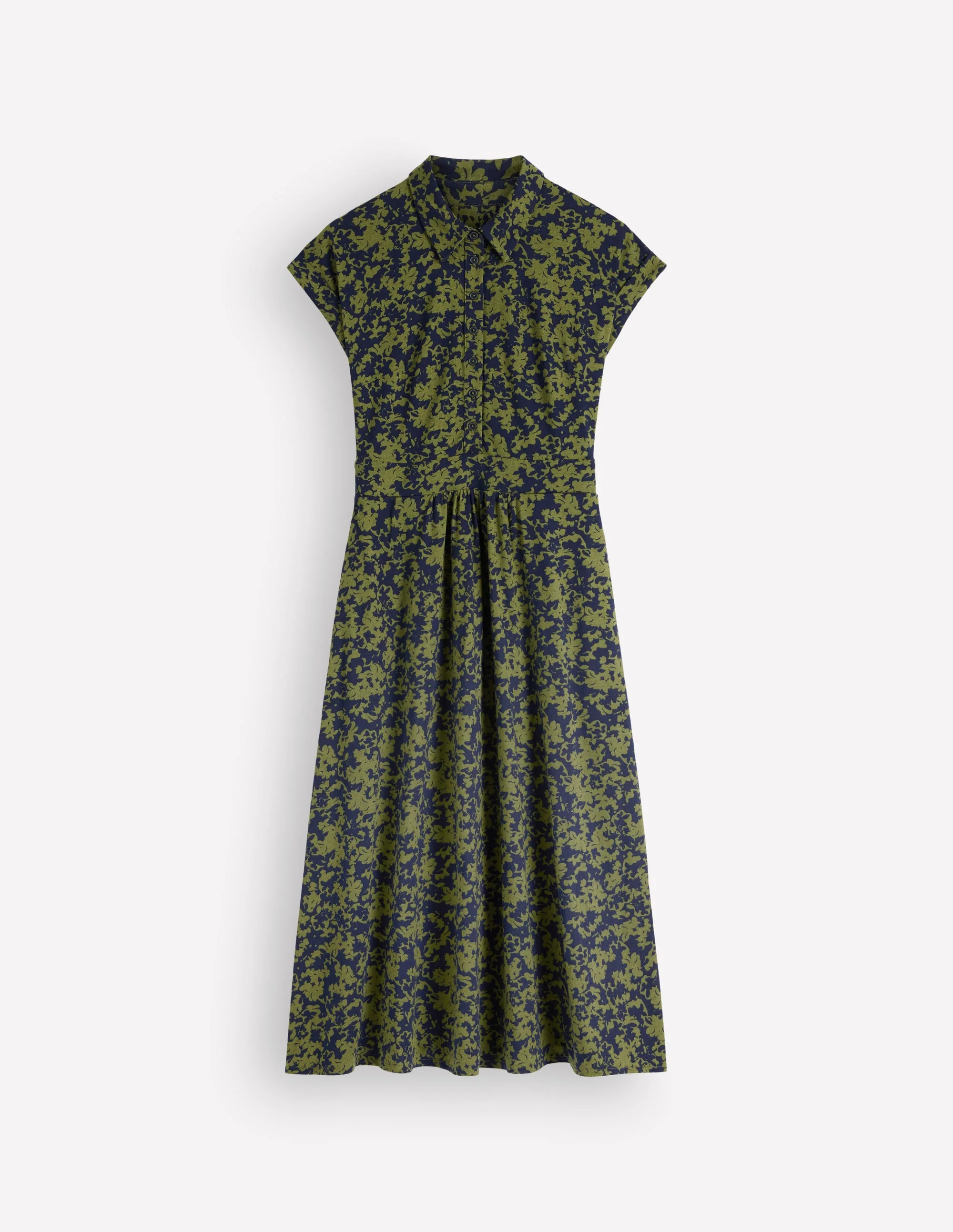 Fae Jersey Shirt Dress-Brunswick Green, Sprayed Leaf - Image 6