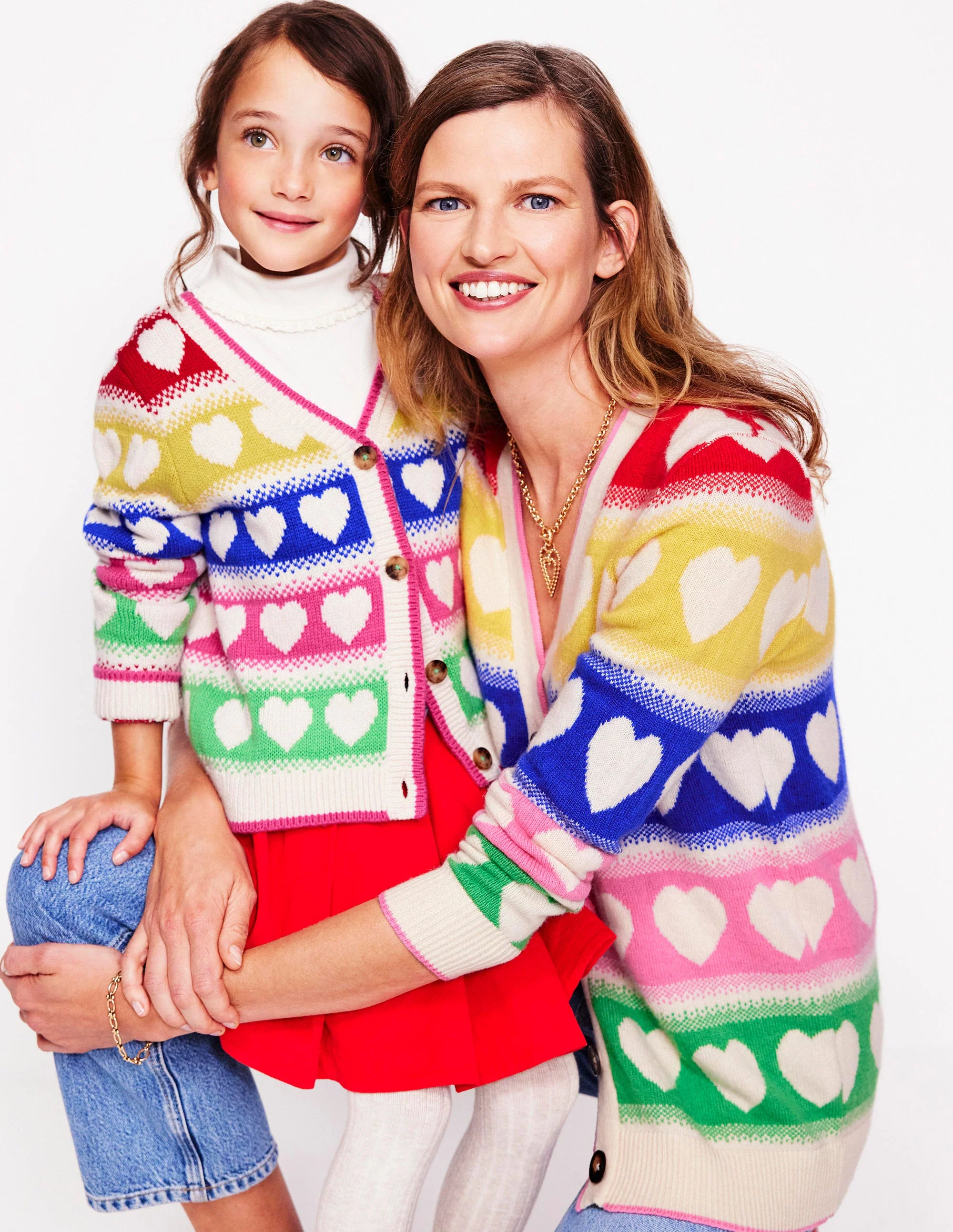 Fair Isle Boyfriend Cardigan-Multi, Hearts - Image 7