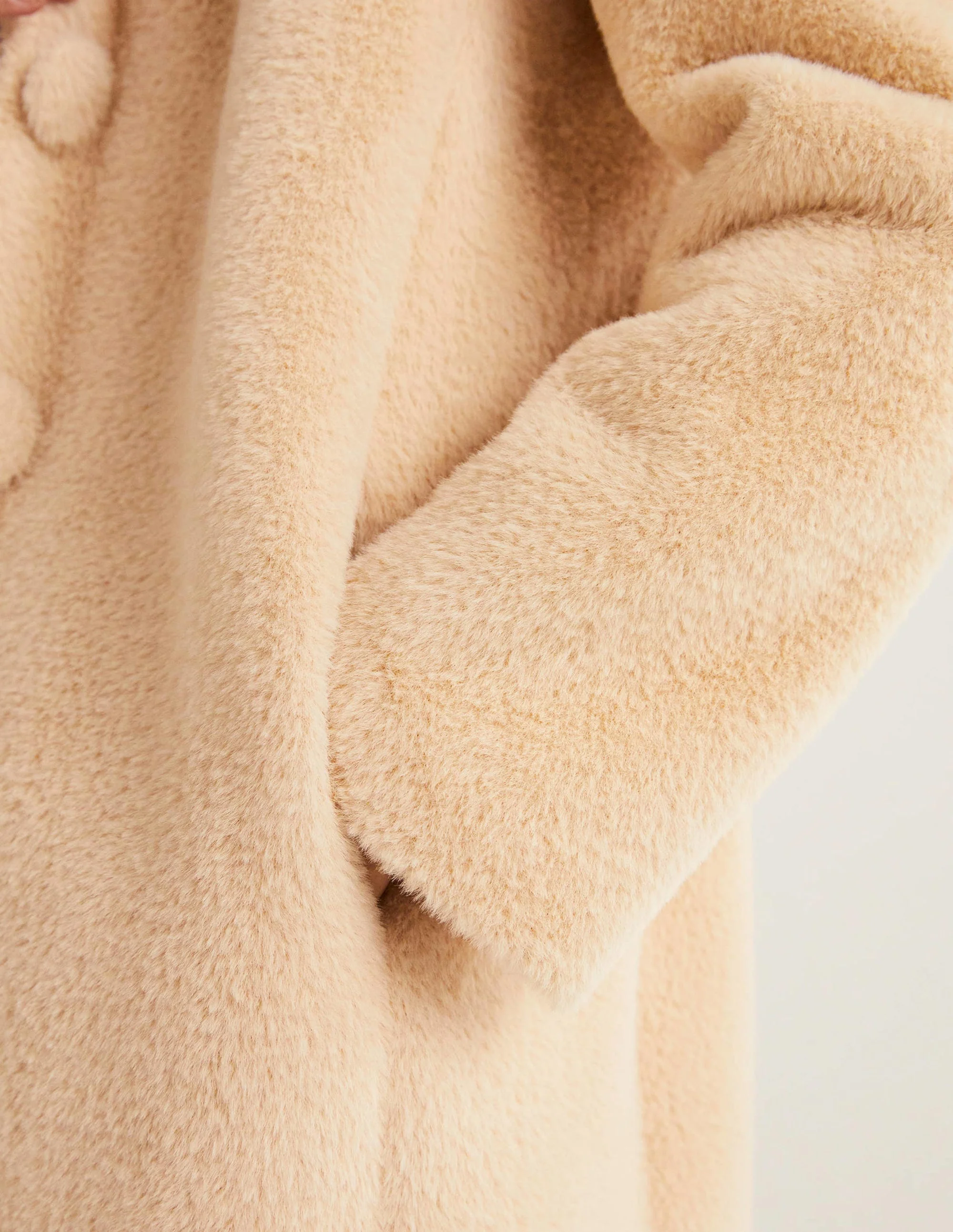 Faux Fur Collared Coat-Natural - Image 5