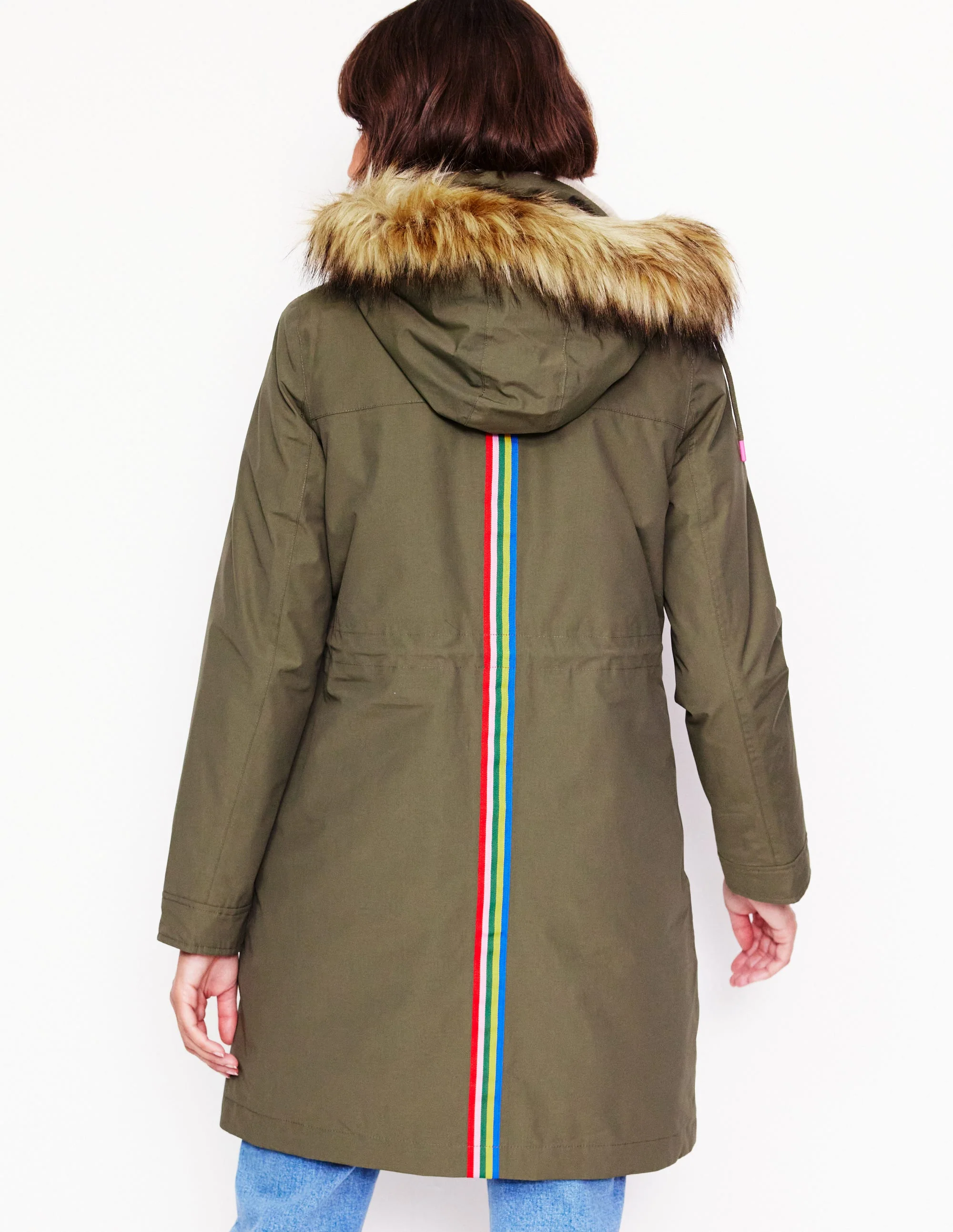 Faux-Fur Hood Parka-Khaki - Image 4