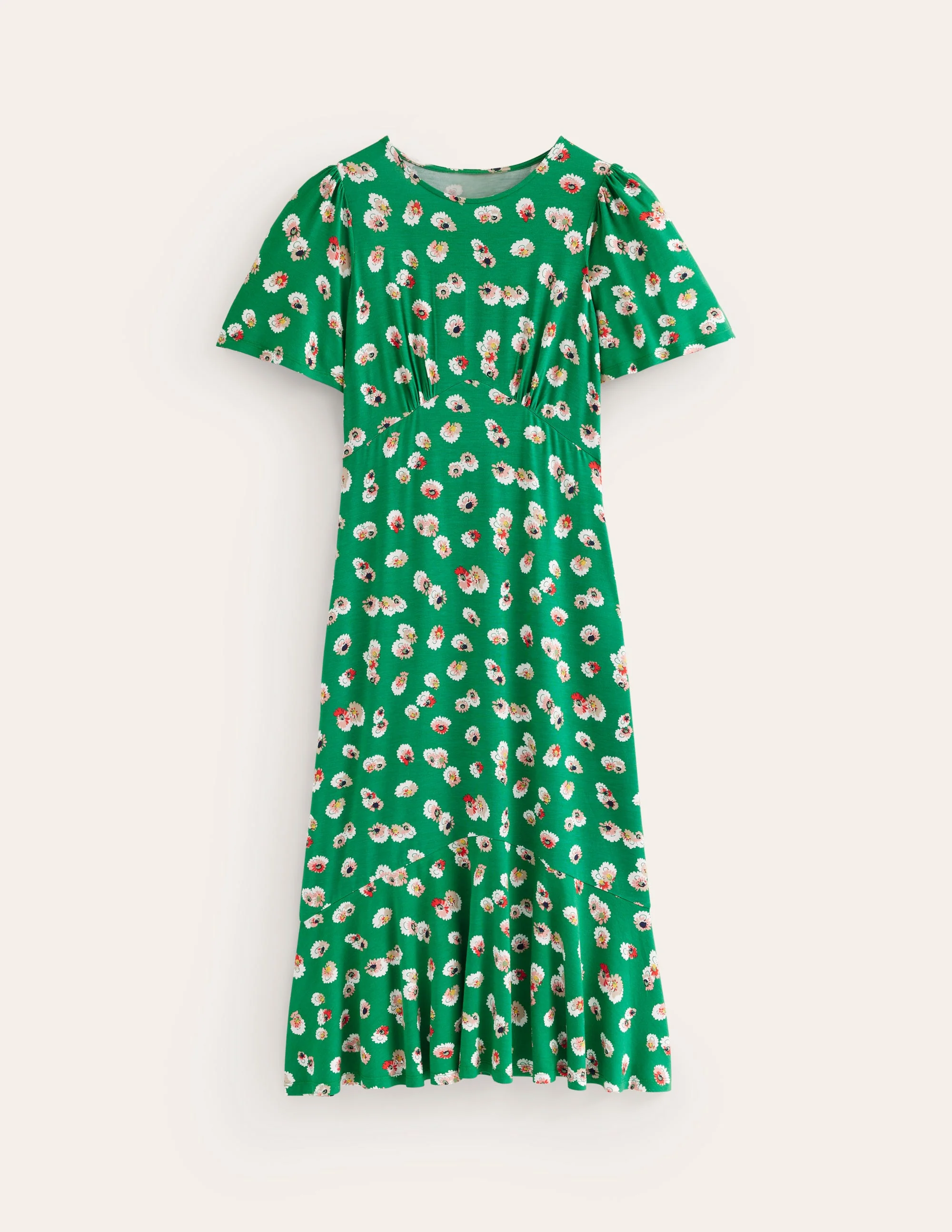 Felicity Jersey Midi Tea Dress-Green, Botanical Petal - Image 5