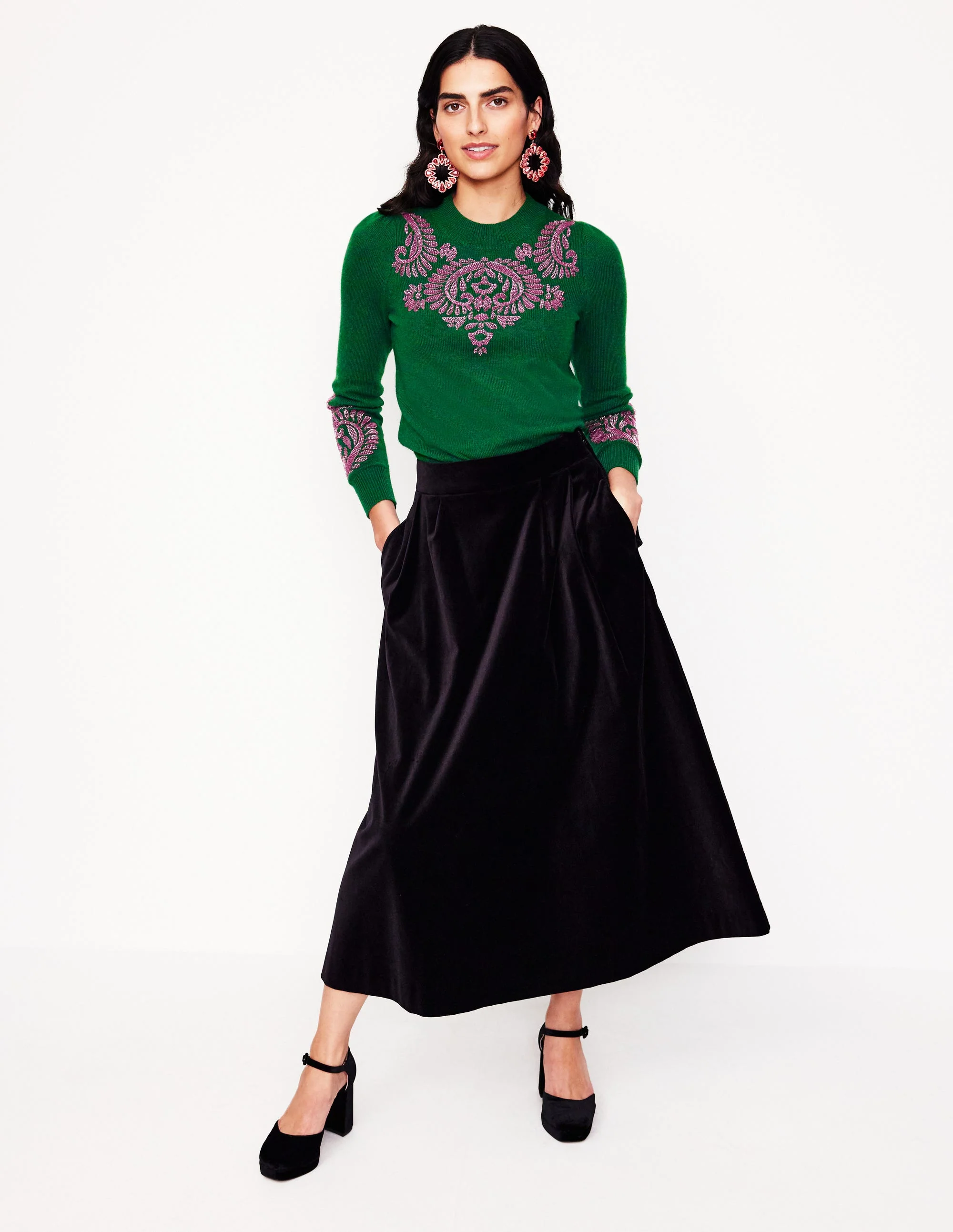 Fenella Embellished Jumper-Pine Green - Image 6
