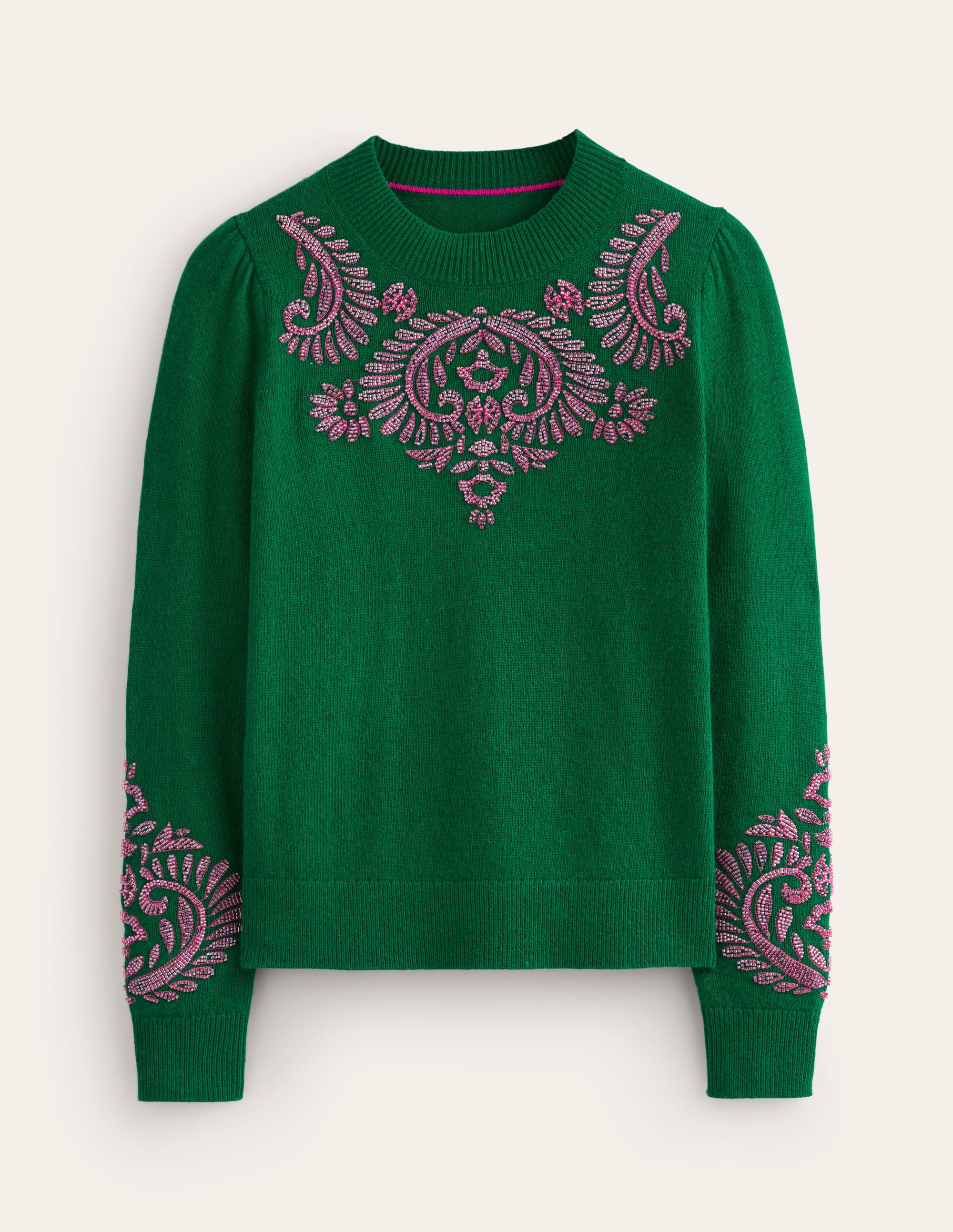 Fenella Embellished Jumper-Pine Green - Image 9