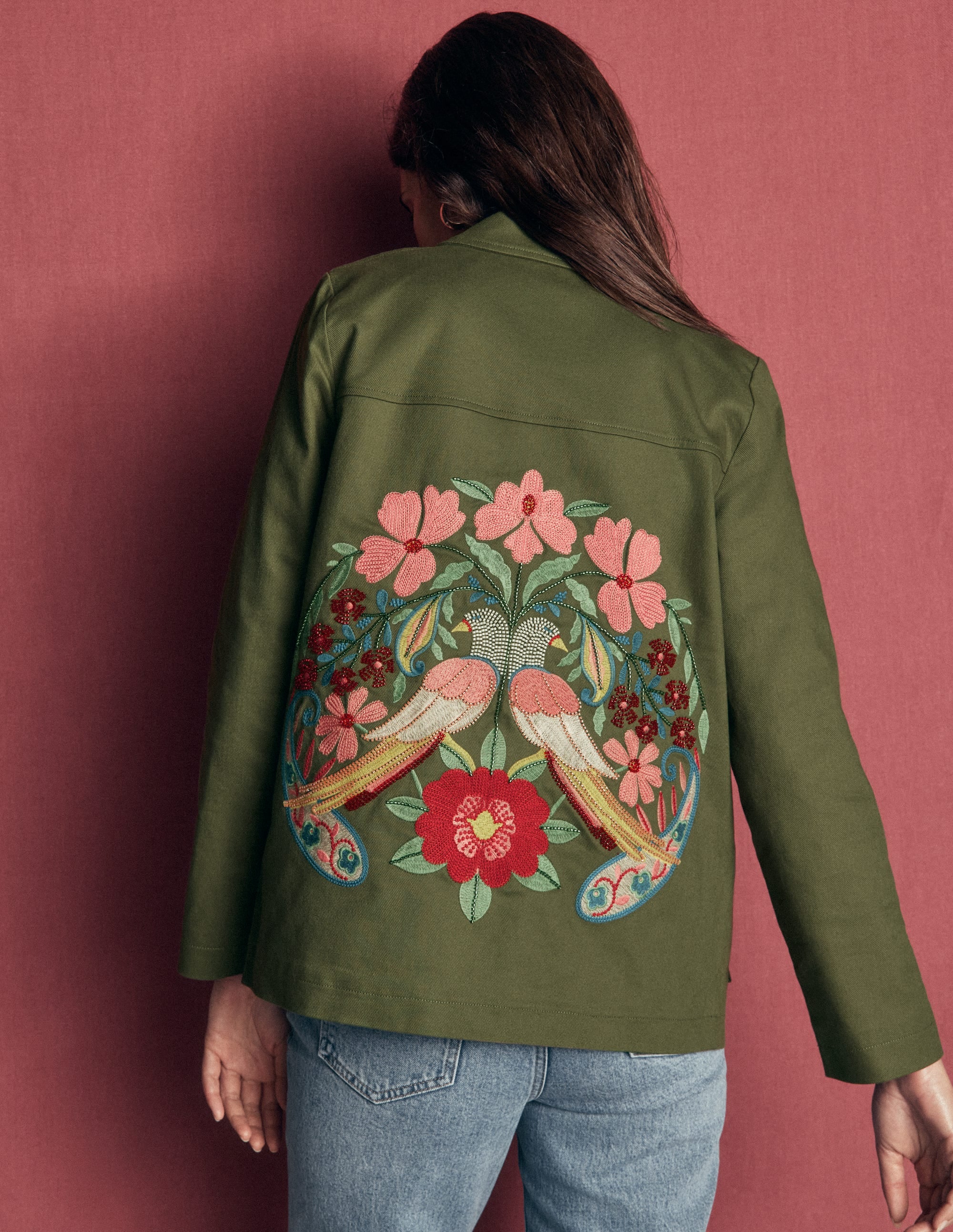 Fife Cotton Chore Jacket-Khaki Embellished - Image 4