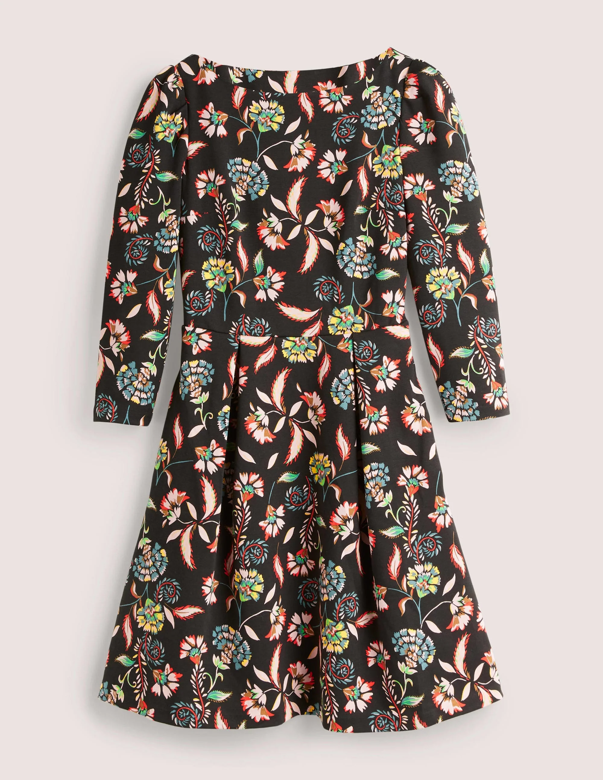 Fit and Flare Jersey Dress-Black, Blossom Pome - Image 5
