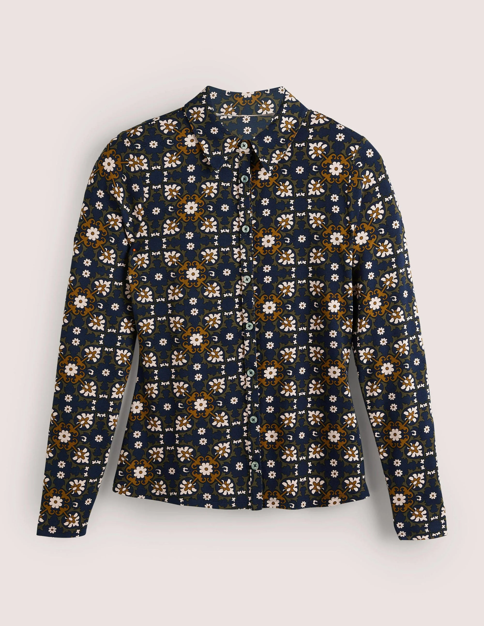 Fitted Jersey Shirt-Basil Bloom Tile - Image 6