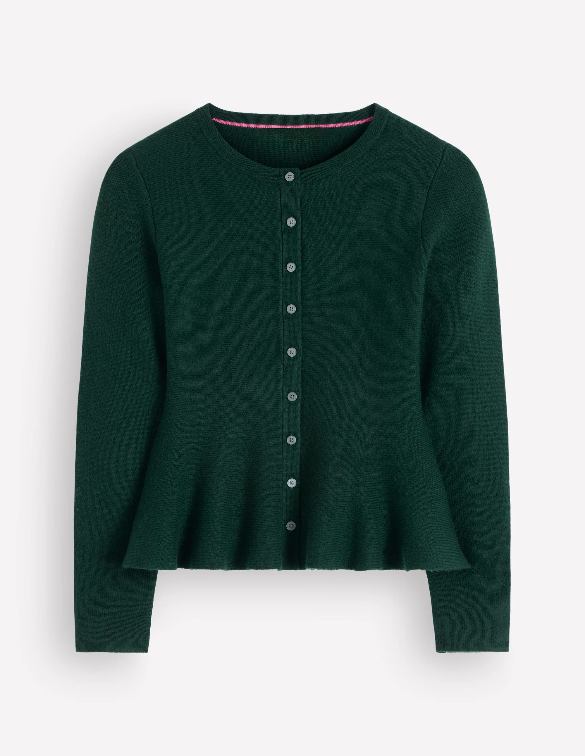 Fitted Wool Peplum Cardigan-Sea moss - Image 5