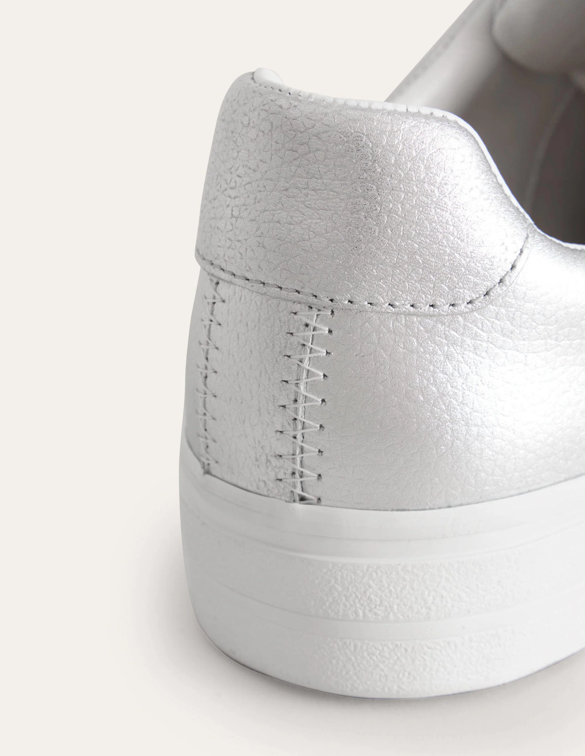 Flatform Trainers-Silver Tumbled Leather - Image 4