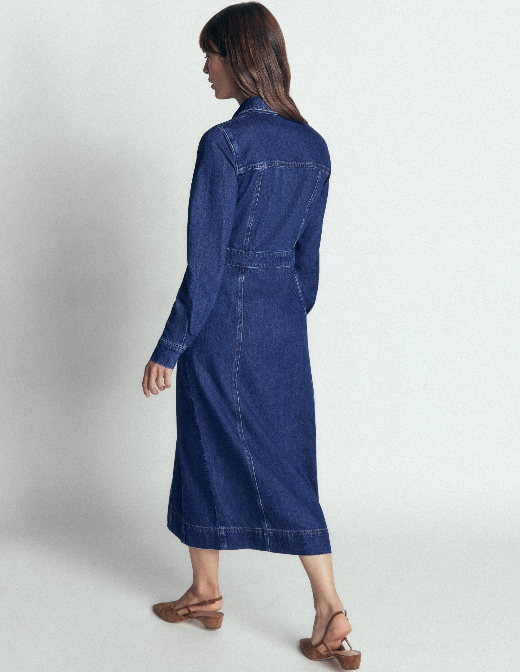 Fleur Denim Midi Dress-Mid Vintage Denim - Image 3