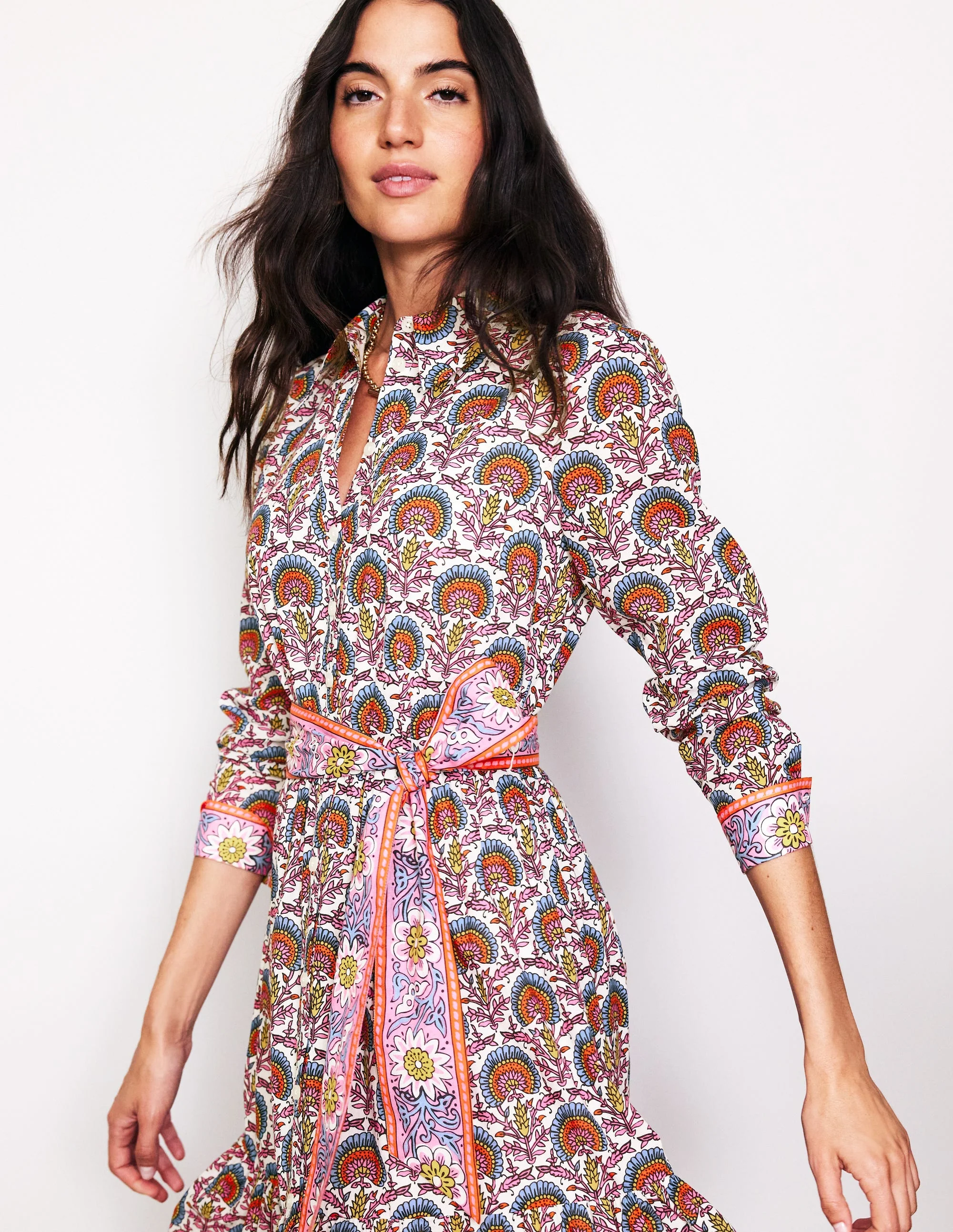Flo Cotton Midi Shirt Dress-Passion Bud - Image 3
