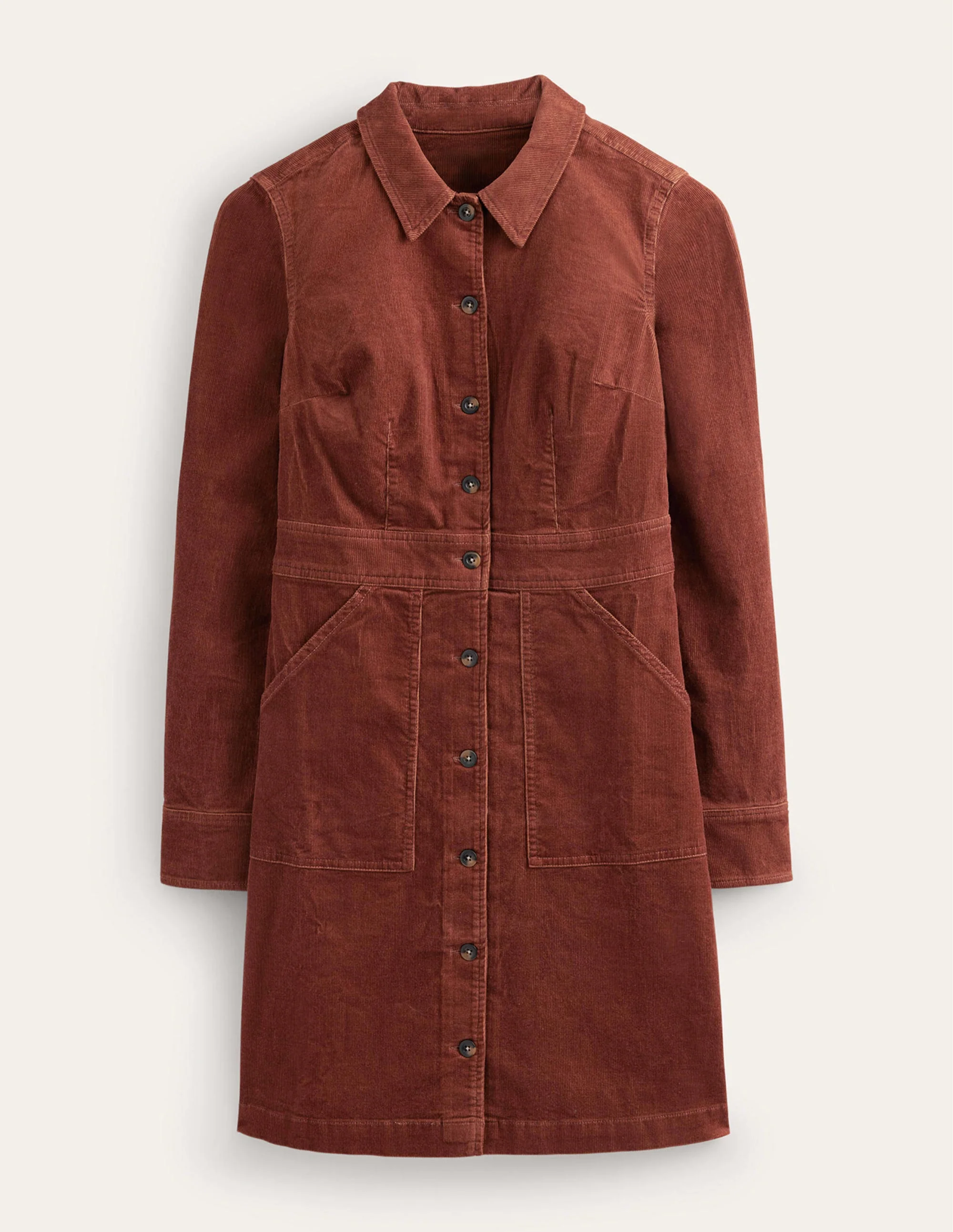 Flora Cord Shirt Dress-Cognac - Image 6