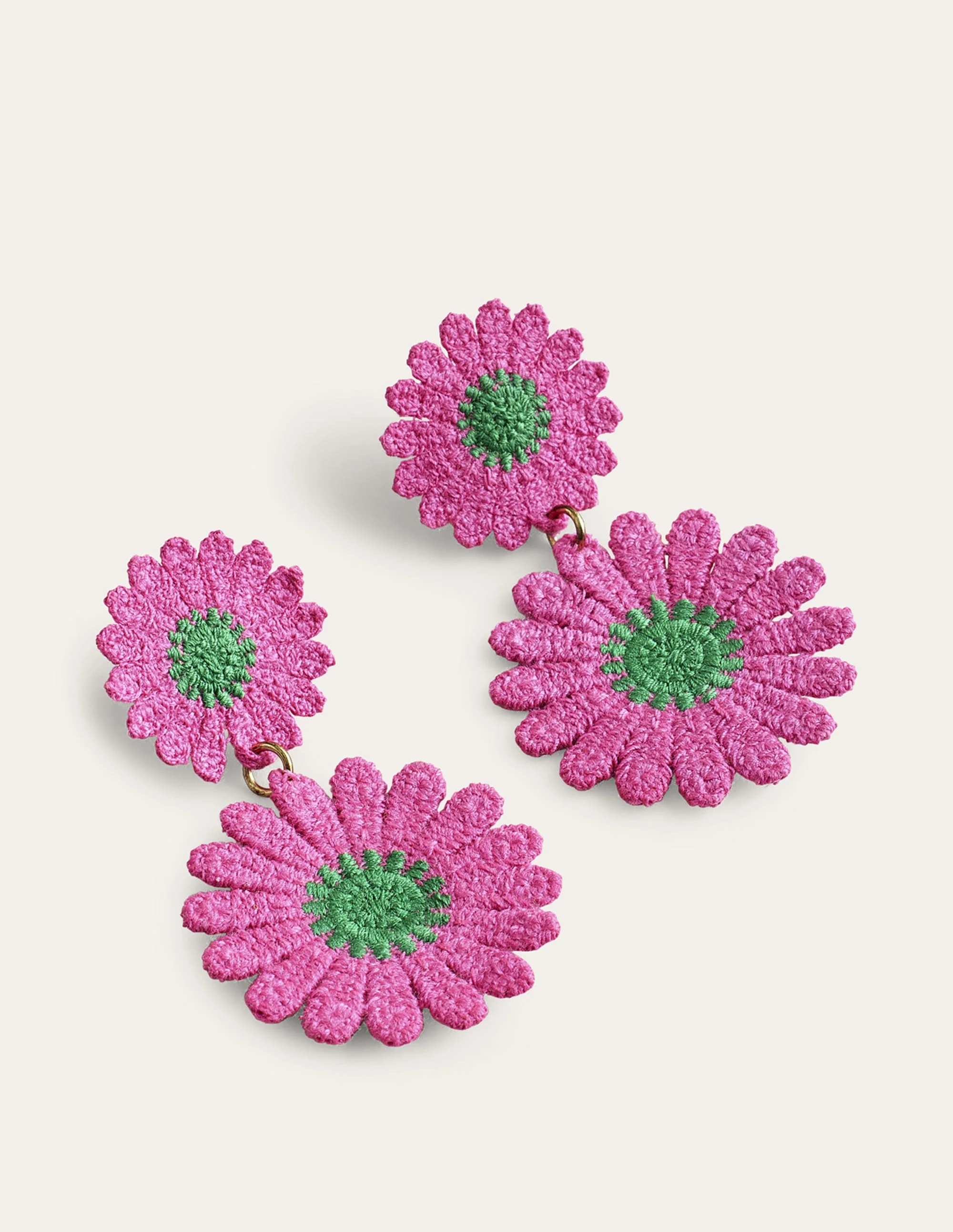 Floral Lace Earrings-Pink - Image 2