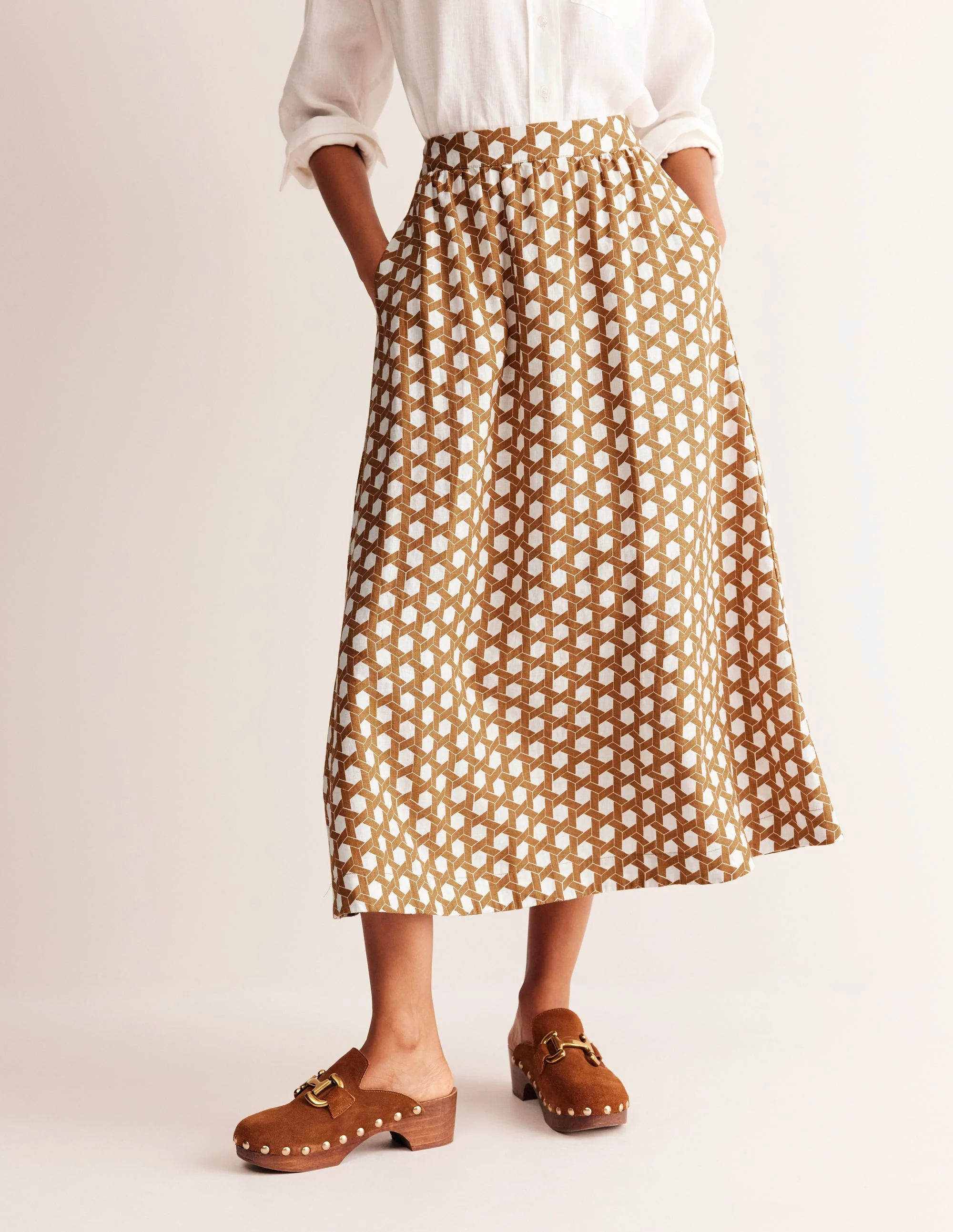 Florence Linen Skirt-Rubber, Honeycomb Geo - Image 4