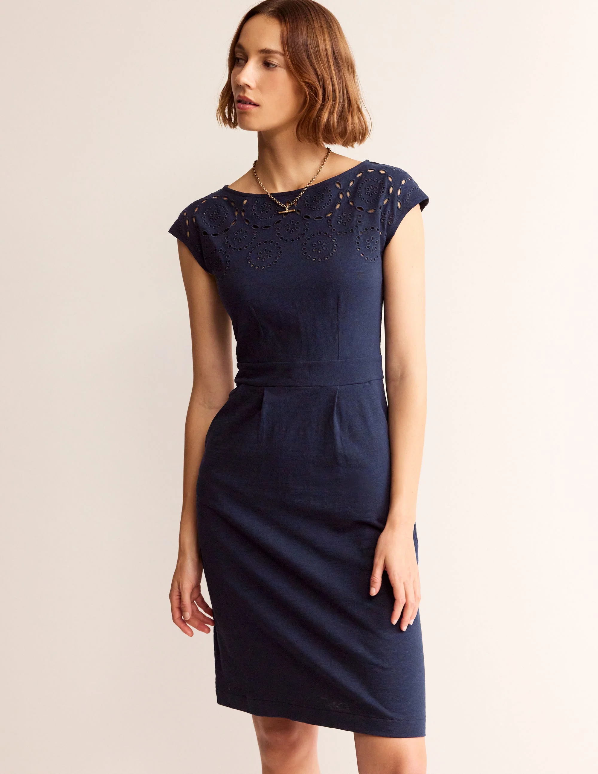 Florrie Broderie Dress-Navy - Image 4
