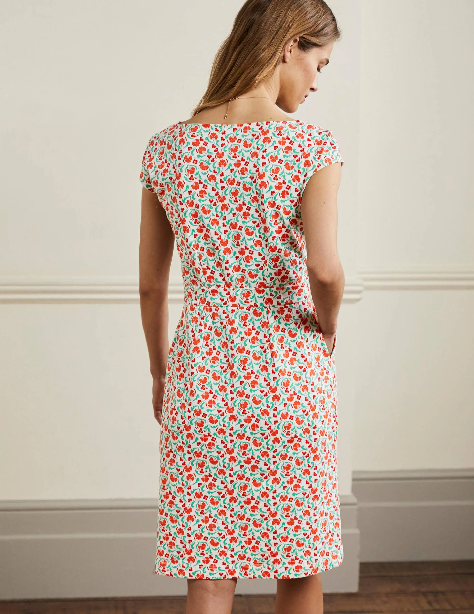 Florrie Jersey Dress-Bright Papaya Delicate Bud - Image 3