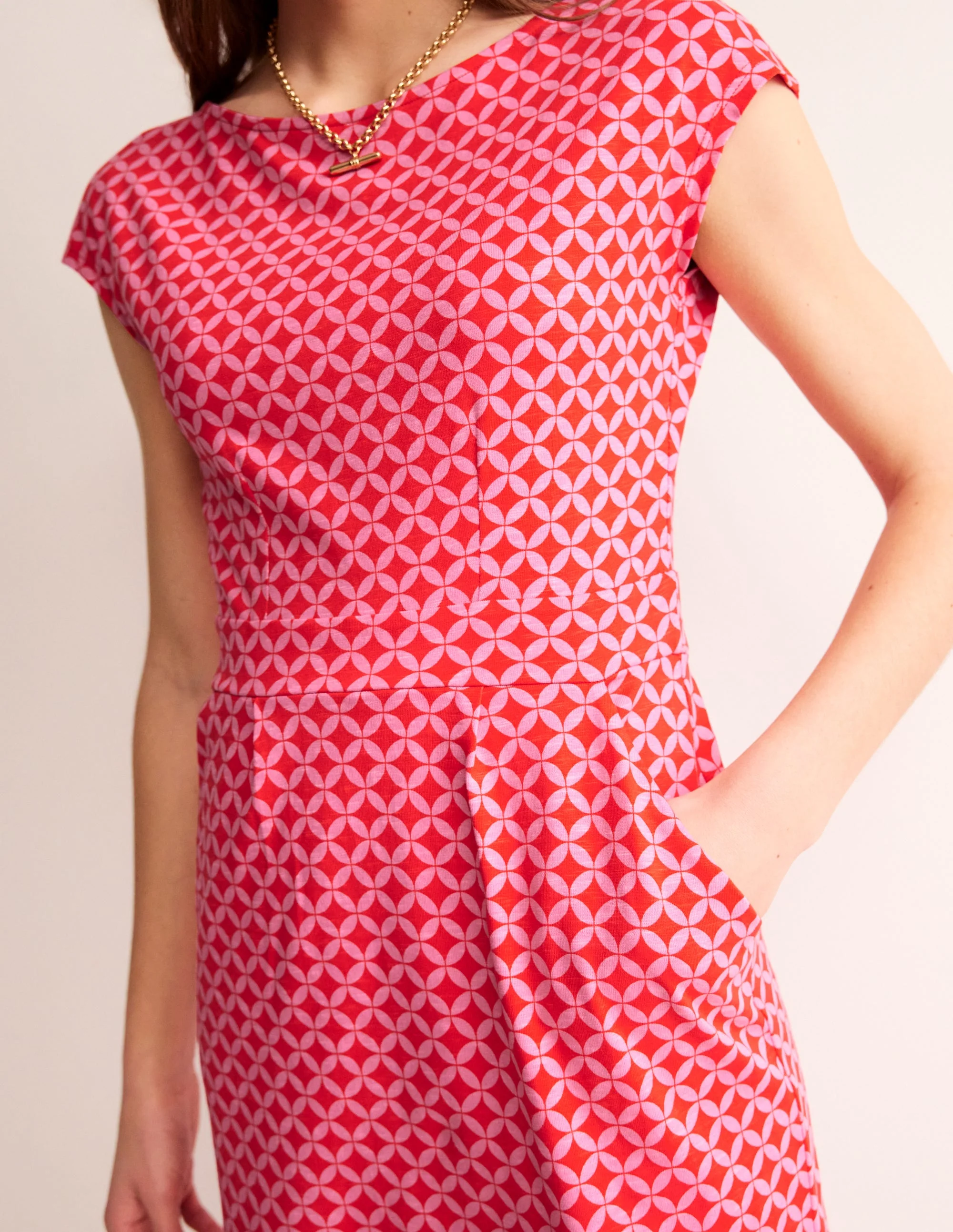 Florrie Jersey Dress-Flame Scarlet, Diamond Terrace - Image 2