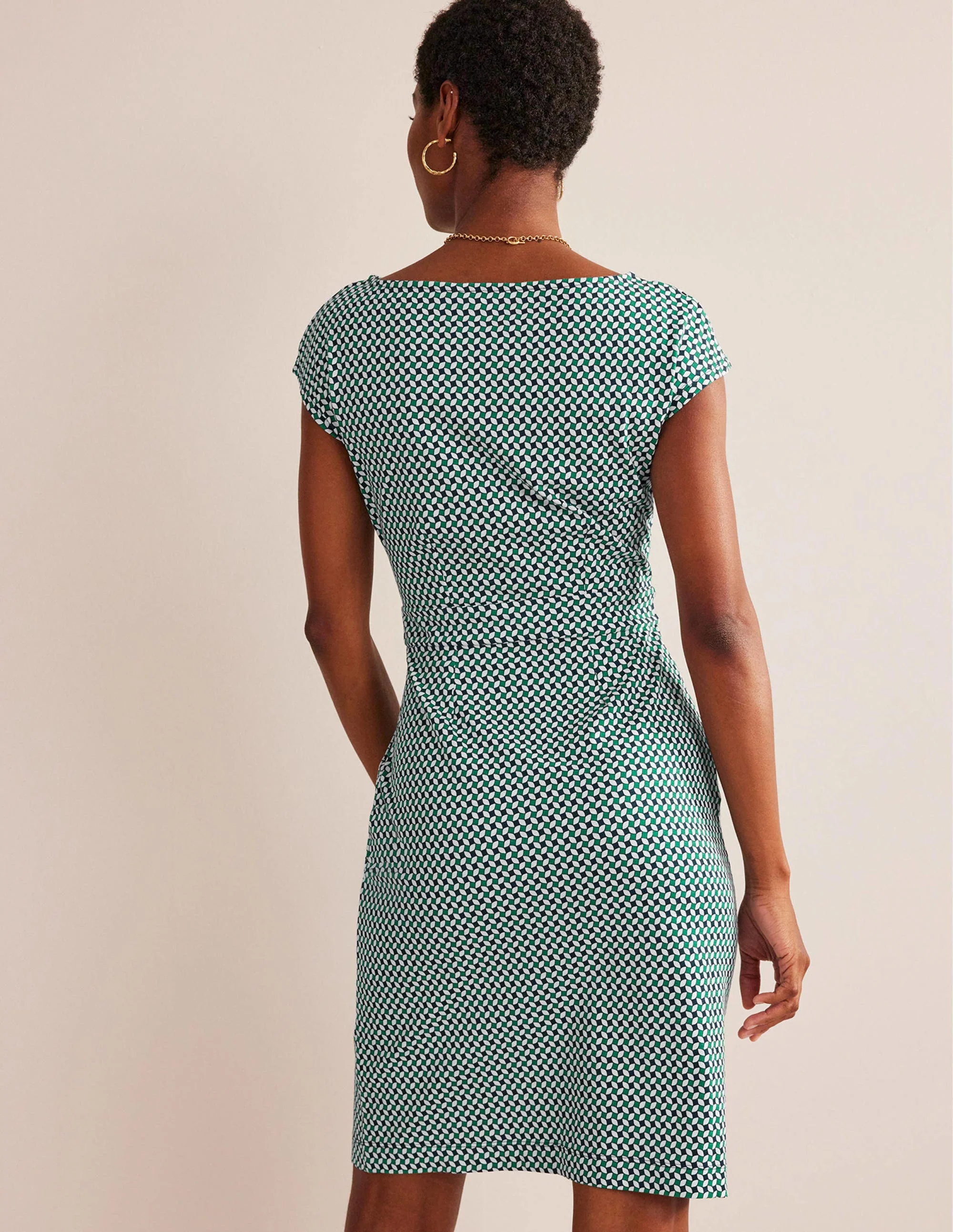 Florrie Jersey Dress-Meadow Green, Abstract Diamond - Image 3