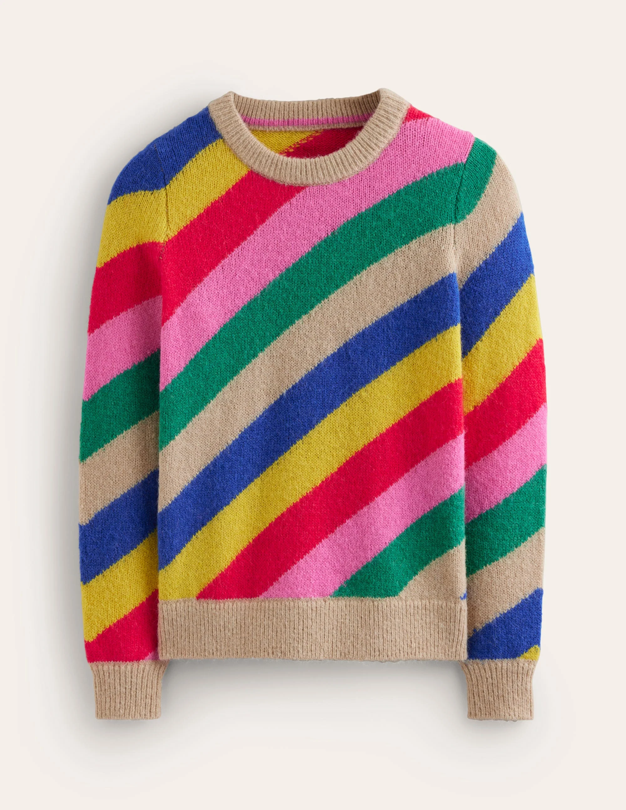 Fluffy Diagonal Stripe Jumper-Multi, Rainbow - Image 6