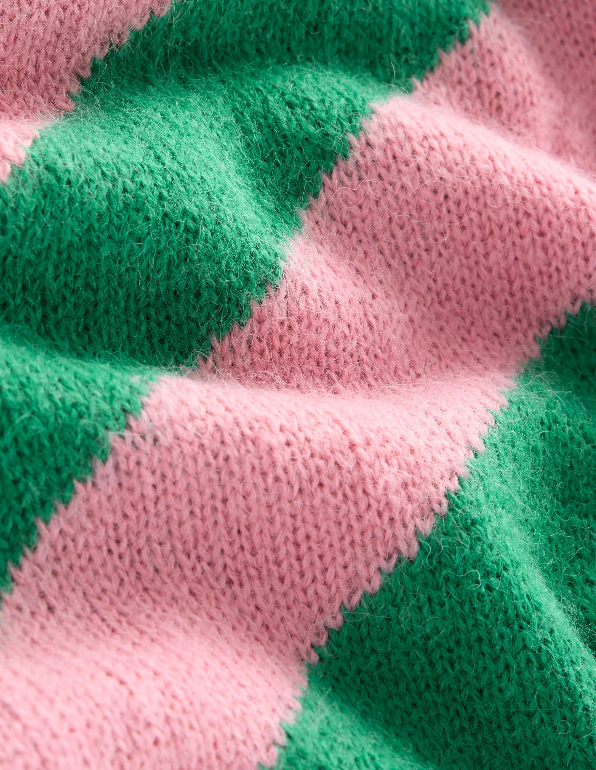 Fluffy Diagonal Stripe Jumper-Party Pink, Rich Emerald Green - Image 7