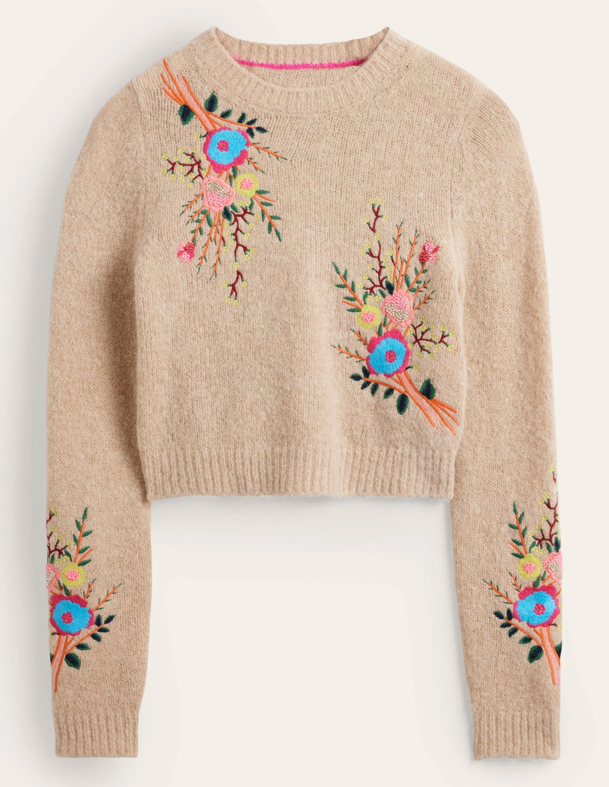 Fluffy Floral Detail Jumper-Chinchilla Melange Floral - Image 6