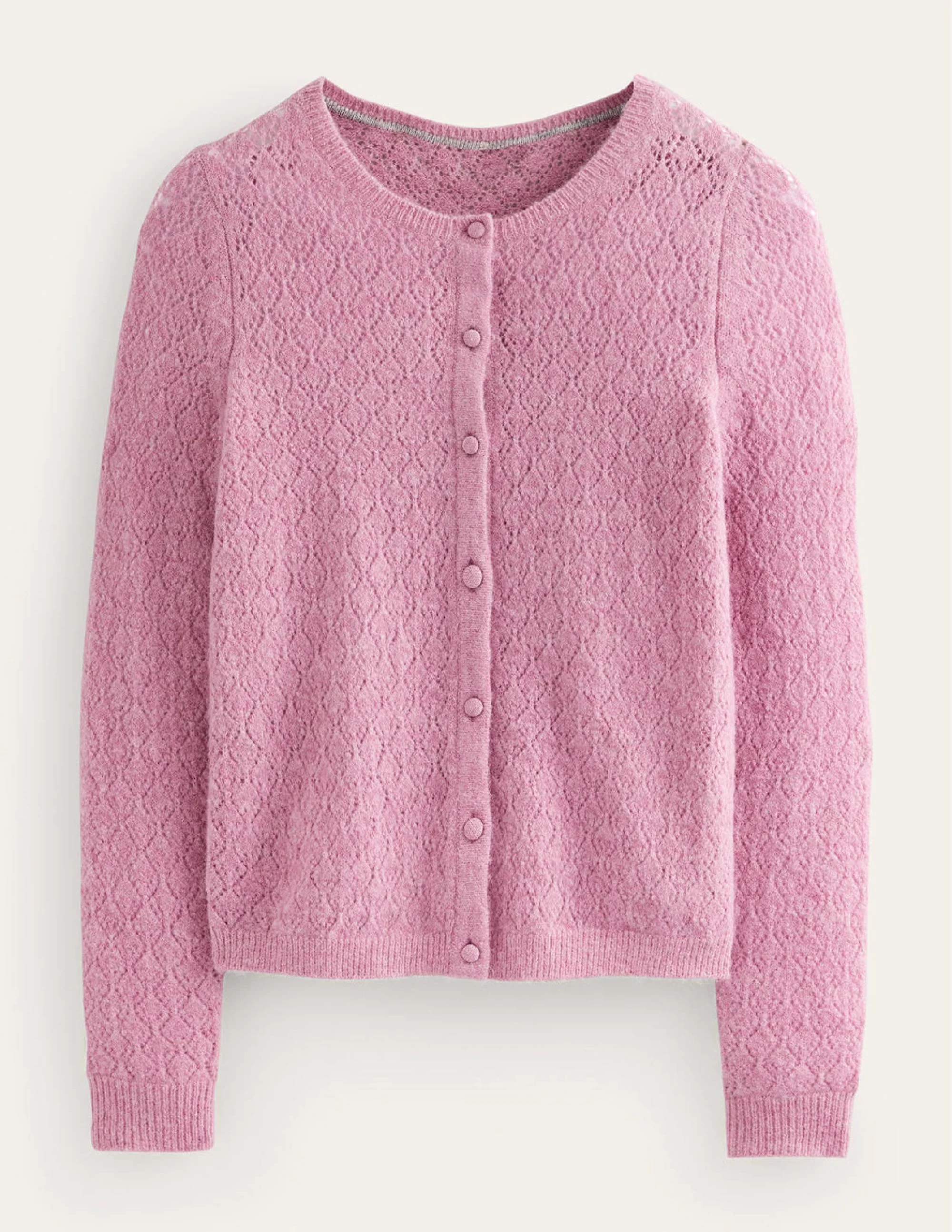 Fluffy Pointelle Cardigan-Strawberry Sherbet - Image 11