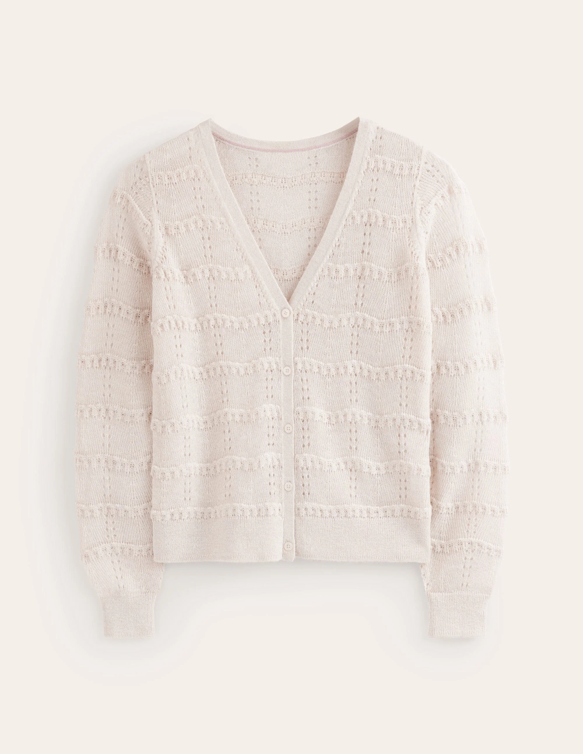 Fluffy Pointelle Cardigan-Vanilla - Image 5