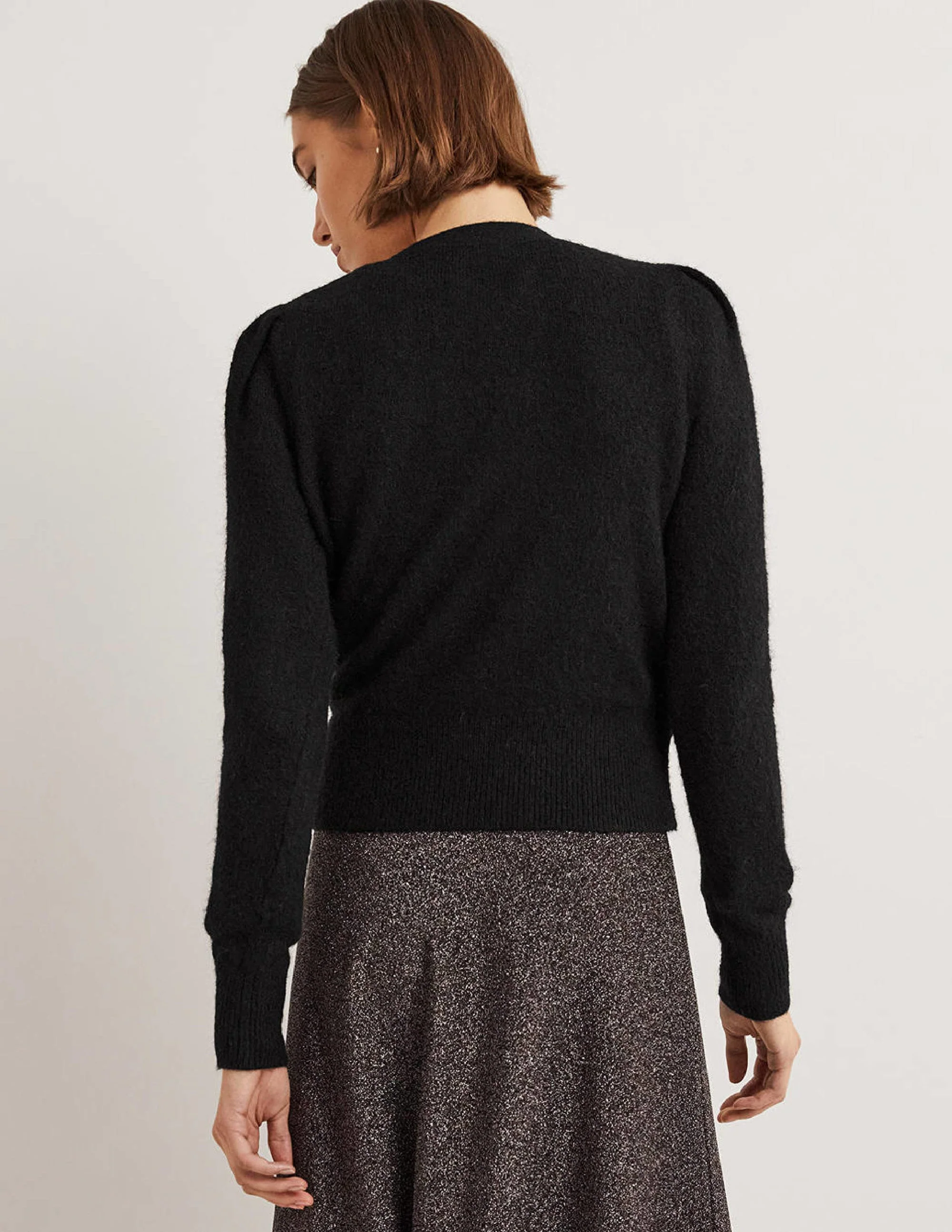 Fluffy Wrap Cardigan-Black - Image 3