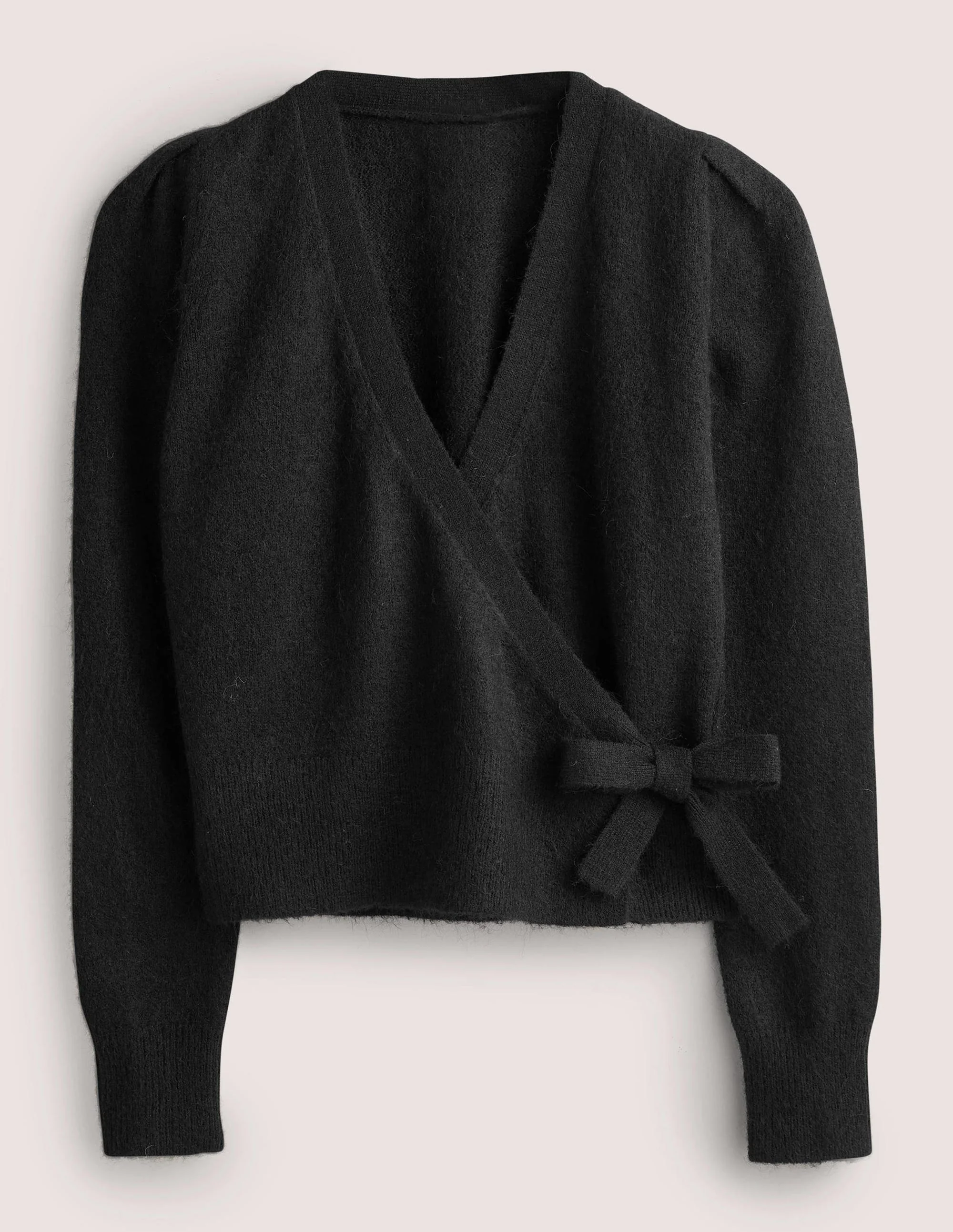 Fluffy Wrap Cardigan-Black - Image 5