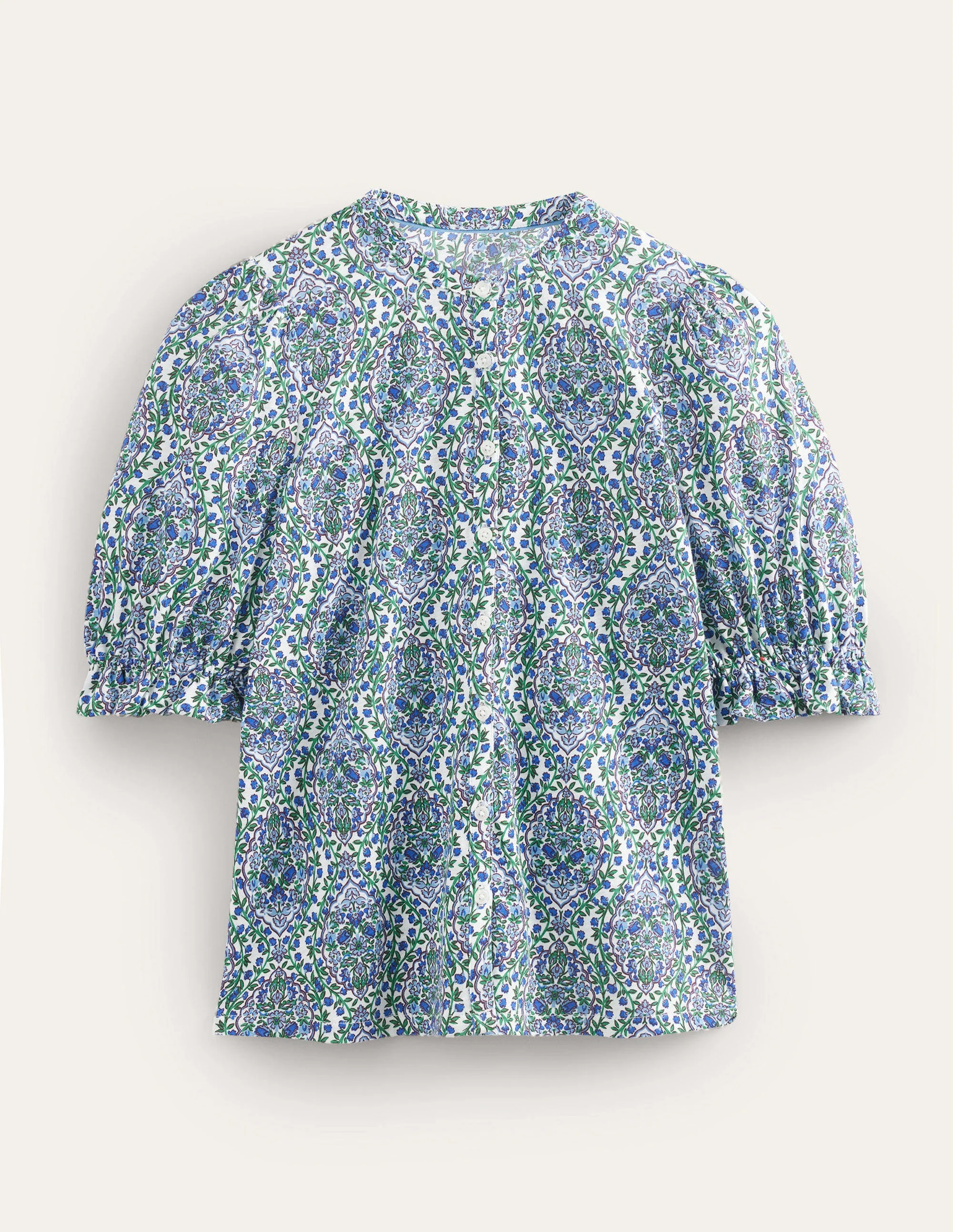 Frilled Short Sleeve Shirt-Linseed and Vine Terrace - Image 5
