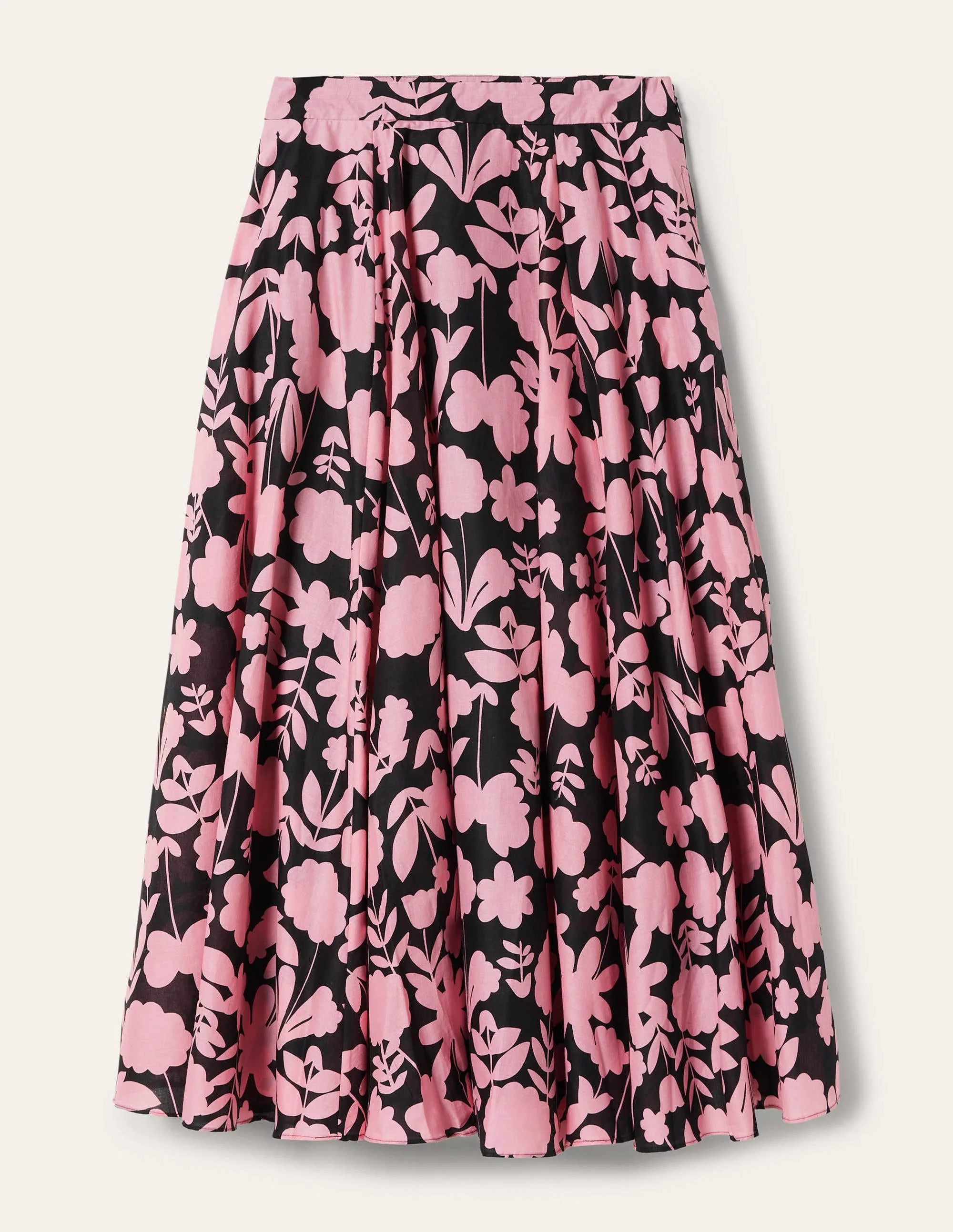 Full Cotton Midi Skirt-Formica Pink, Flora Bloom - Image 5