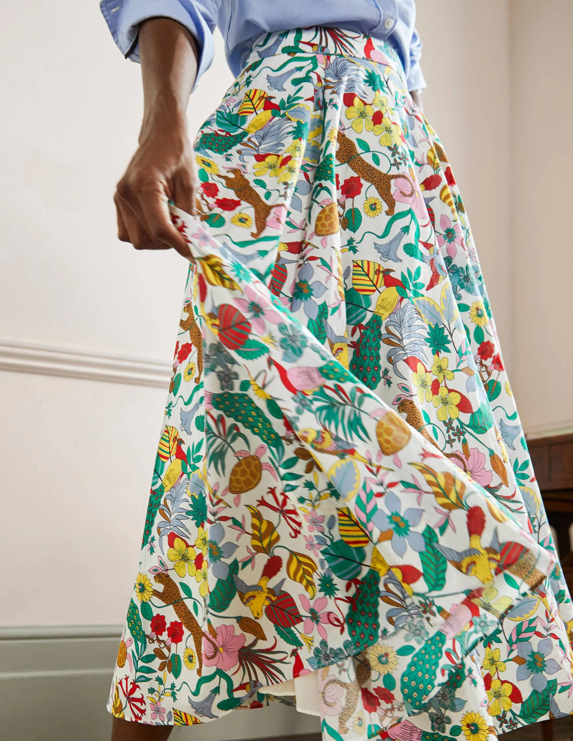 Full Cotton Midi Skirt-Multi, Exotic Paradise - Image 5