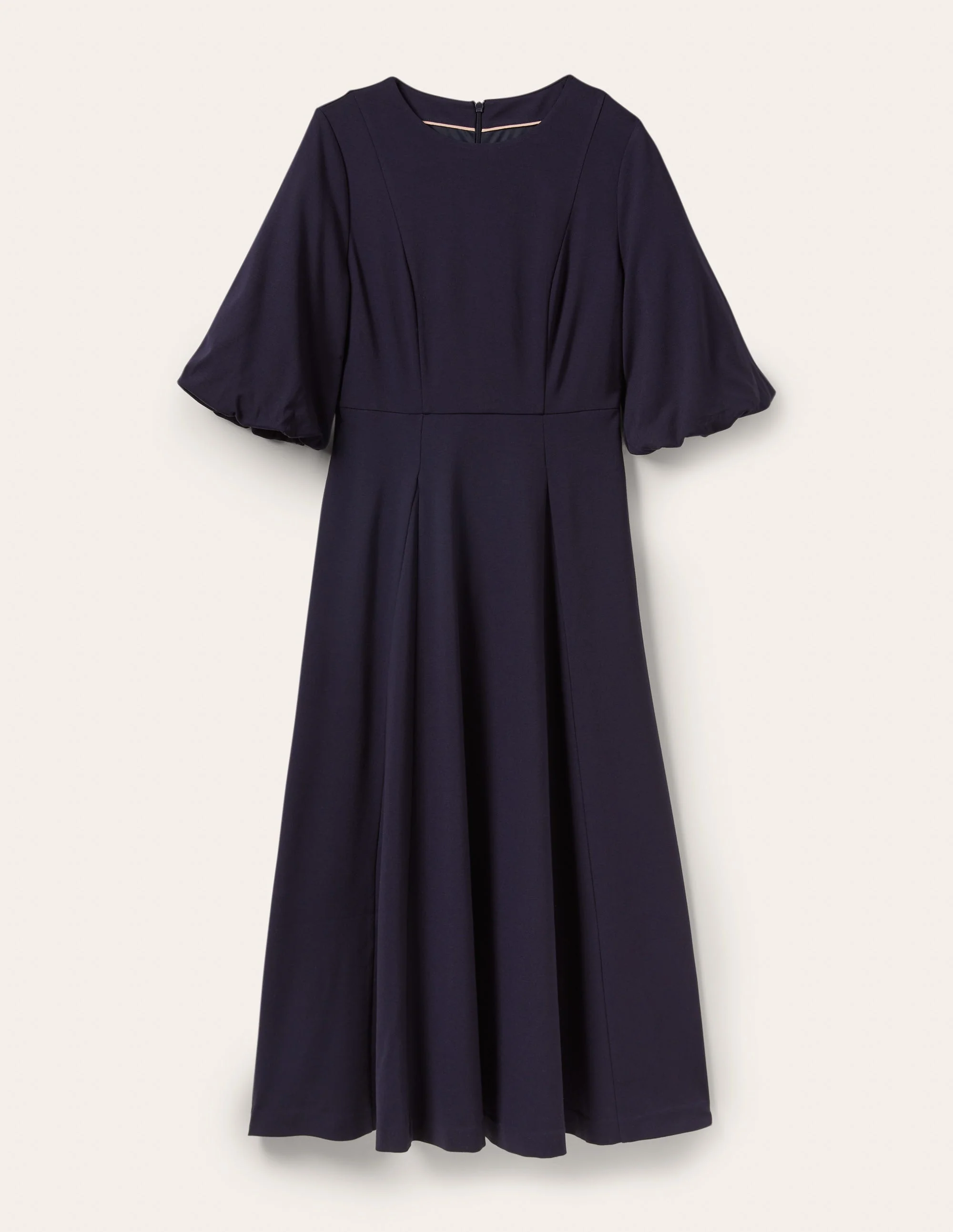 Full Skirt Jersey Midi Dress-Navy - Image 5