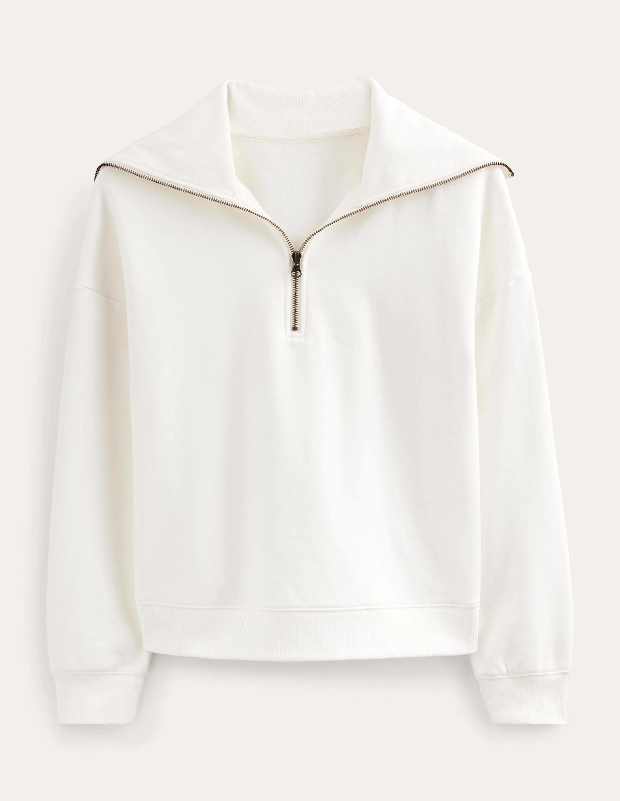 Funnel Neck Zip Sweatshirt-Ivory - Image 5