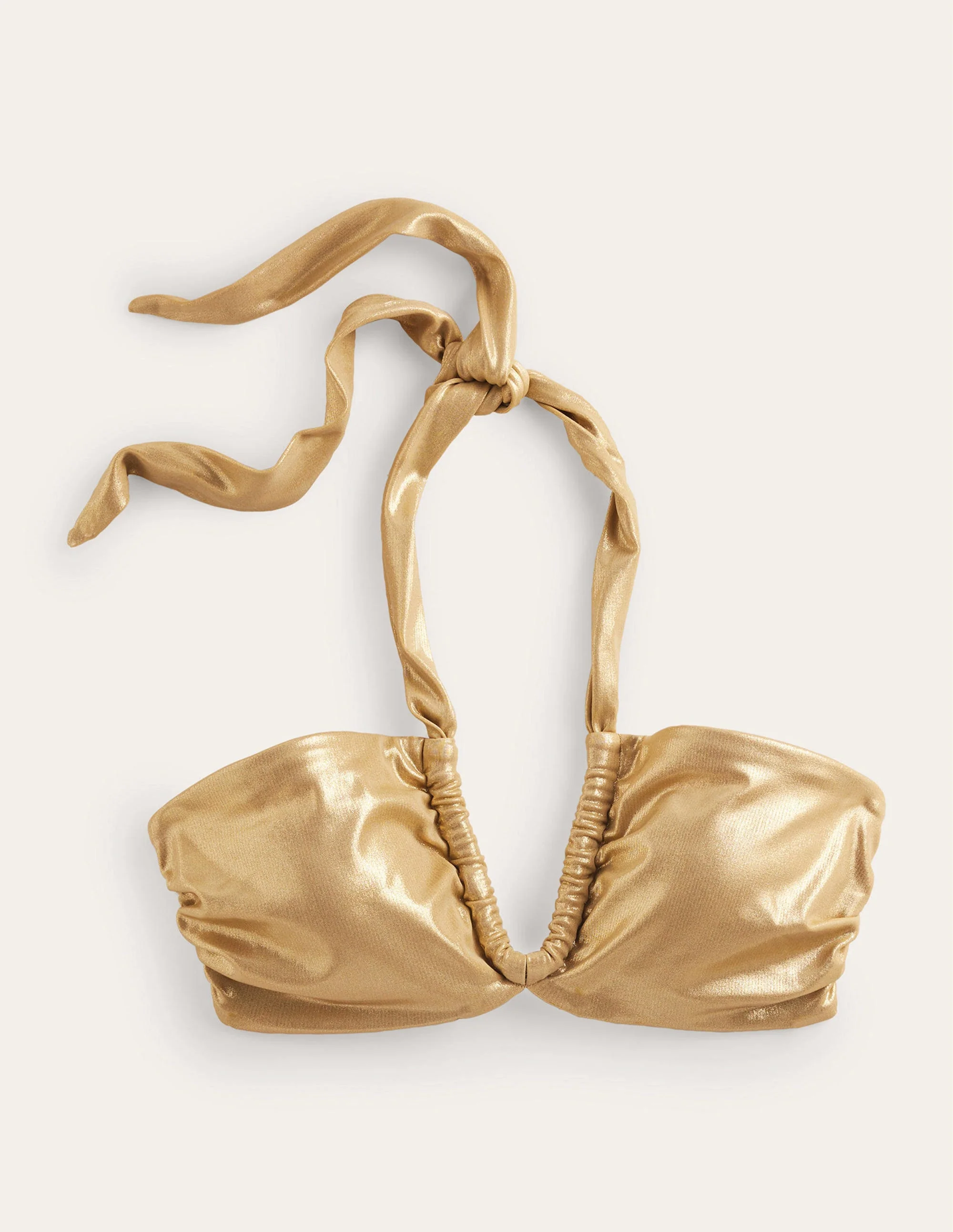 Gather Halter Bikini Top-Gold Lame - Image 6