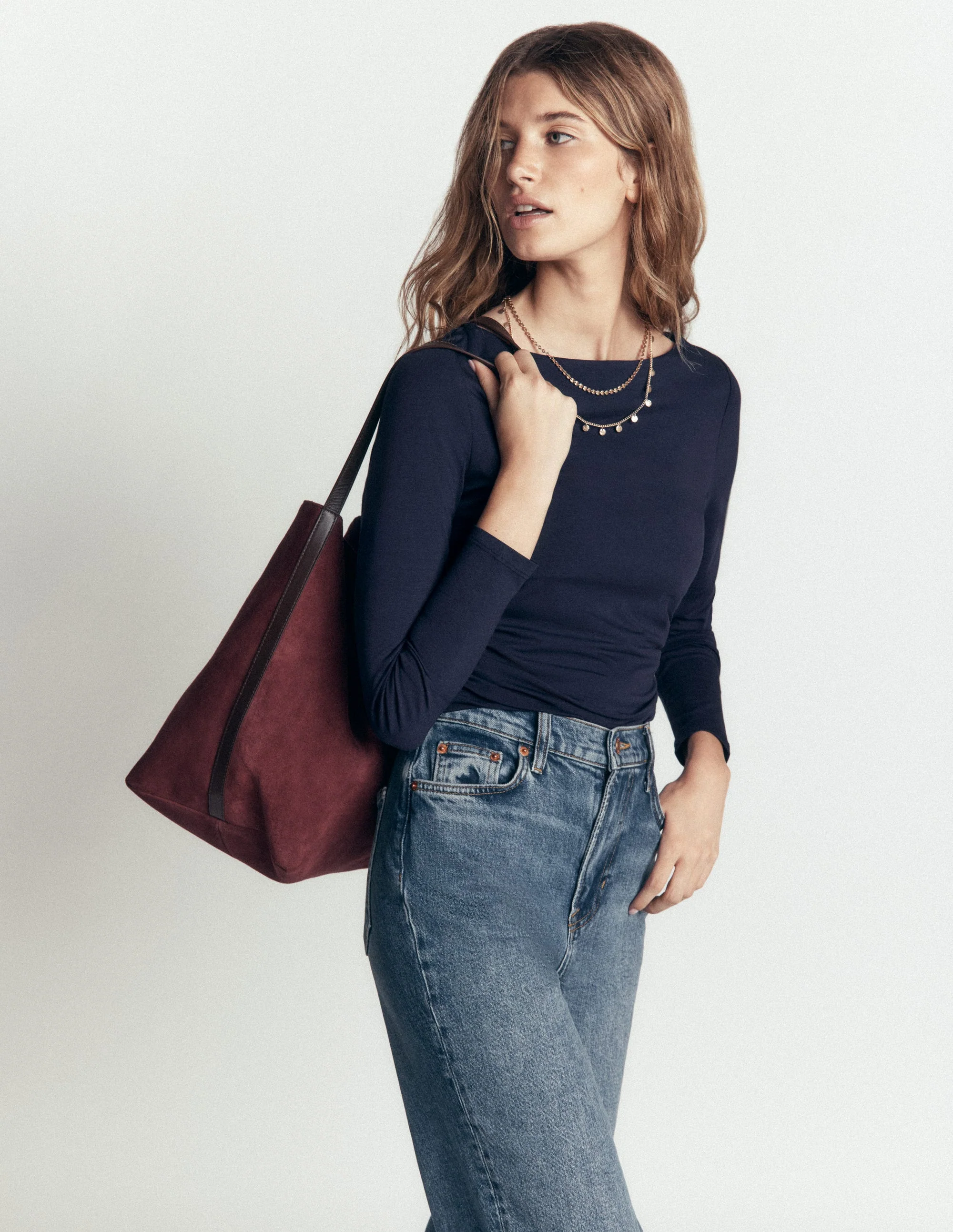 Gathered Detail Long sleeve-Navy - Image 5